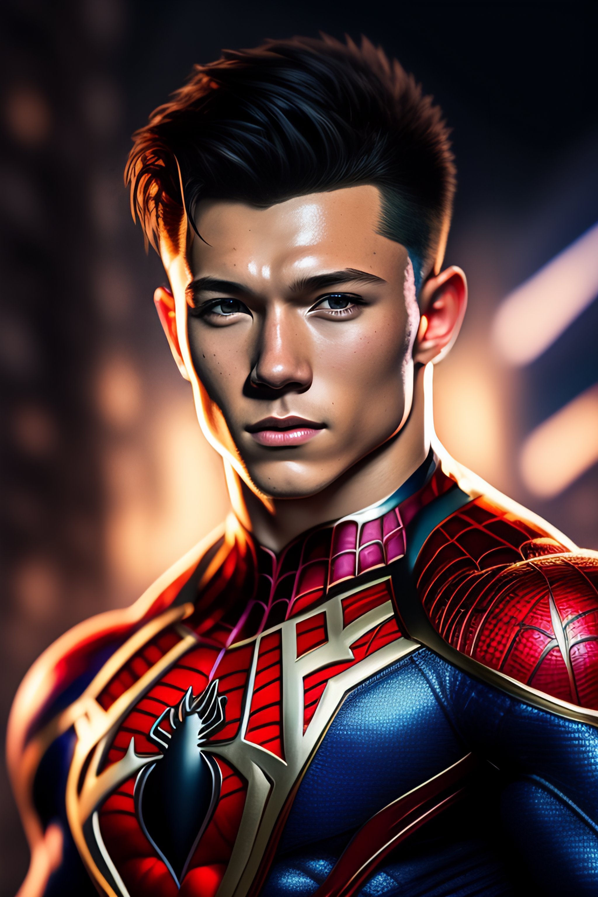 Lexica - Full body potrait muscular ripped tom holland as spiderman ...