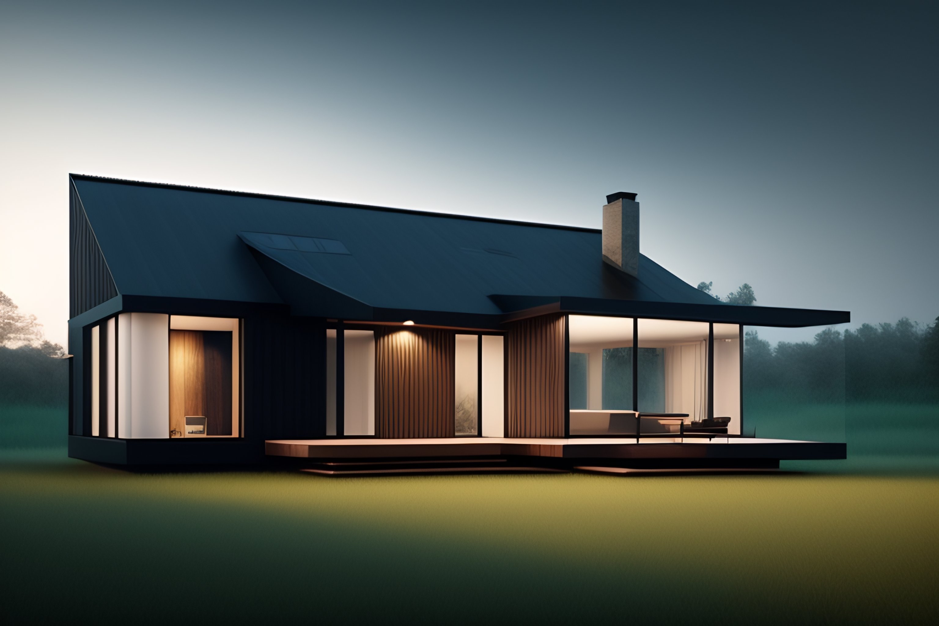 Lexica - Architectural render photo of a Modern and little house cat