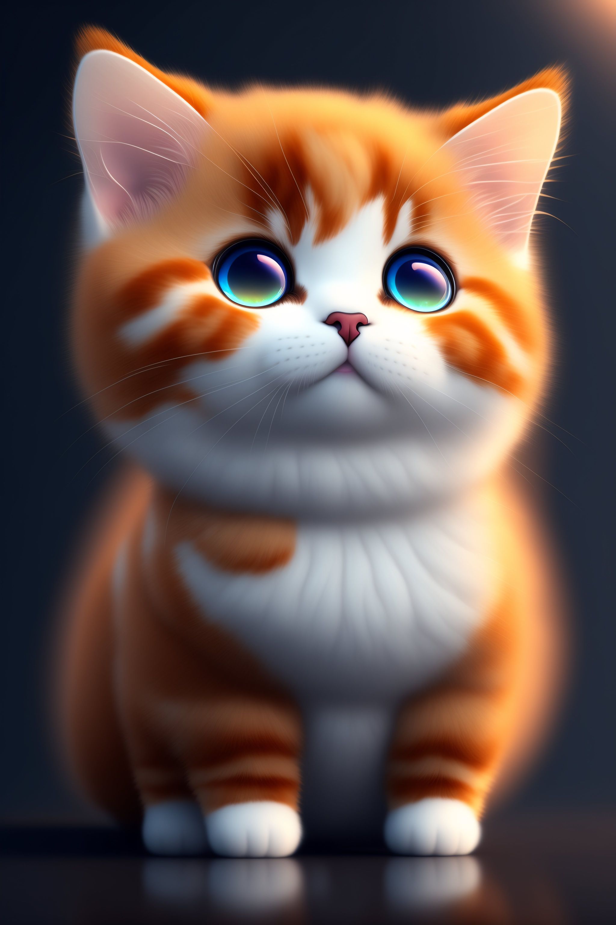 Lexica - Cute and adorable cartoon fluffy baby calico cat, fantasy