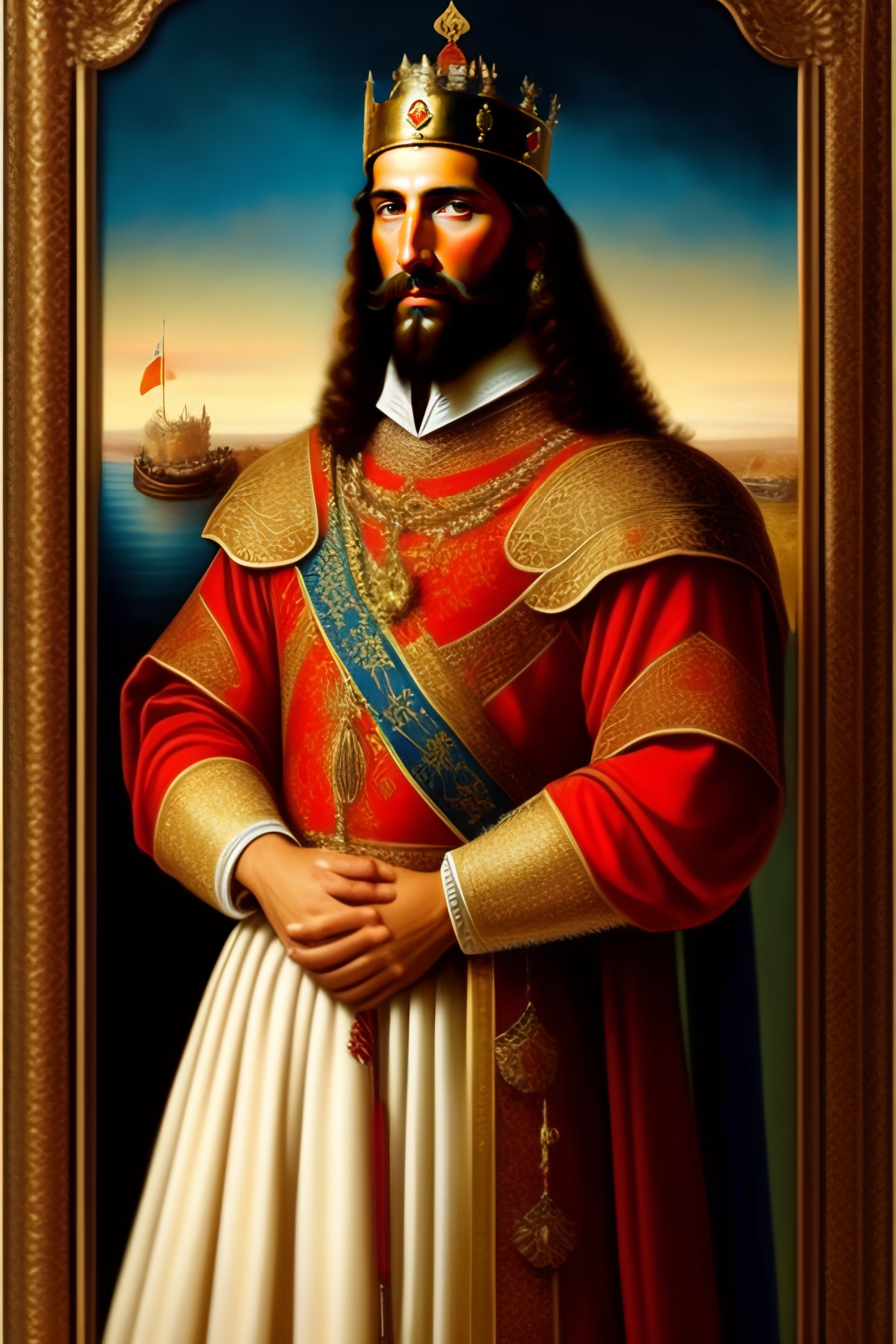 Lexica - An old oil painting of a spanish medieval King