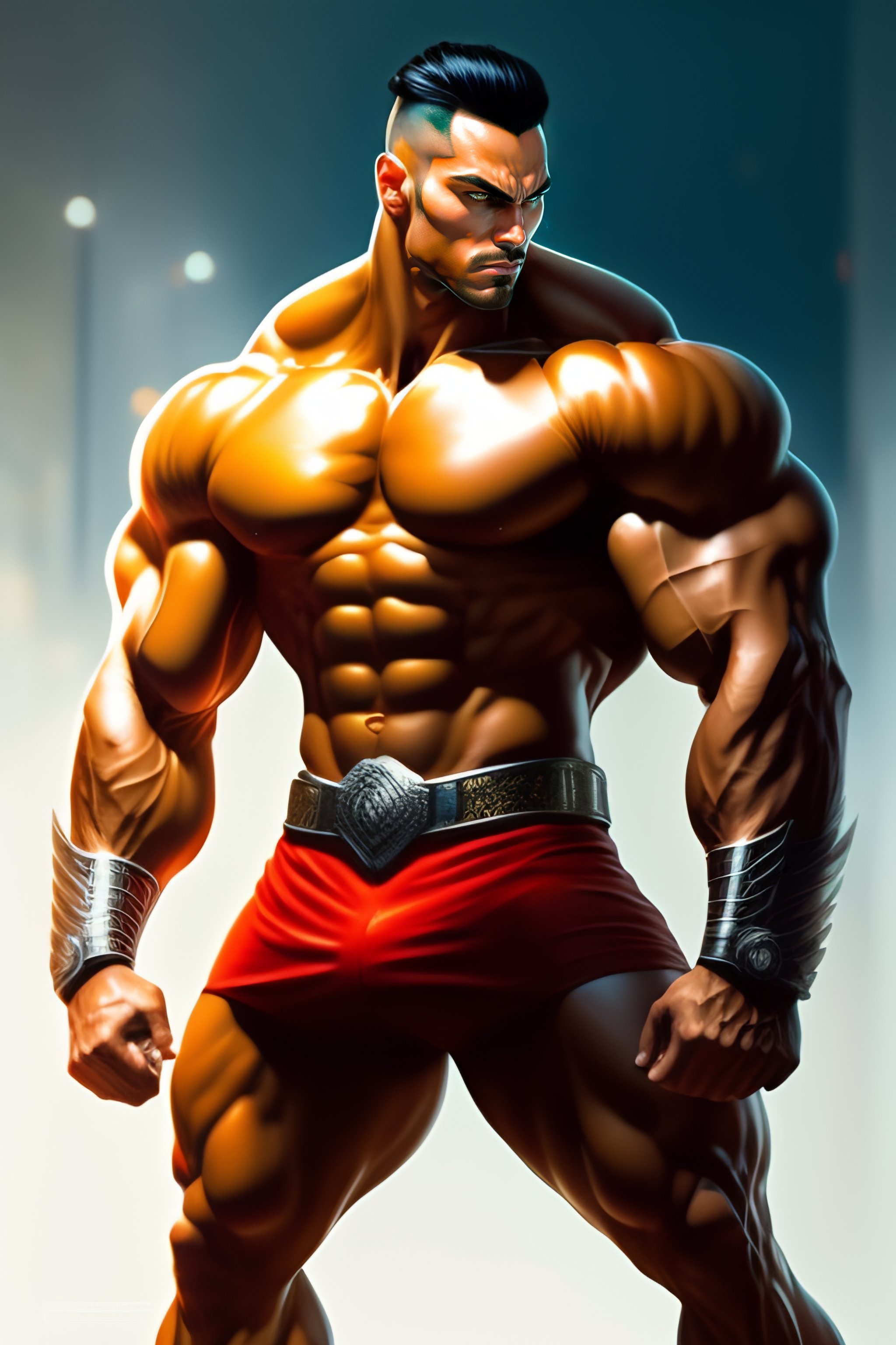 Lexica - Gigachad luigi bodybuilder fighting like saitama in the matrix,  fantasy character portrait, ultra realistic, anime key visual, full body  con...