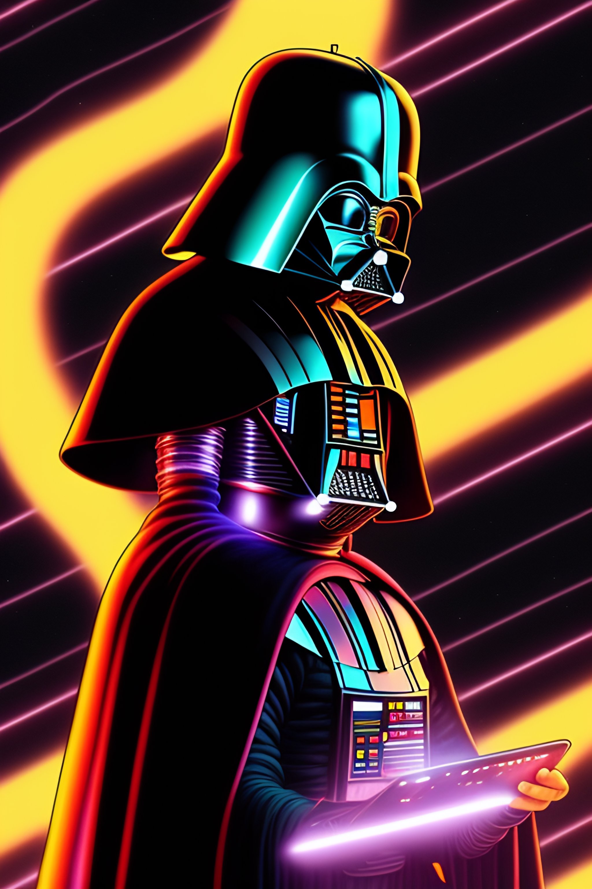 Lexica - Vintage 90's anime style. darth vader looking at his iphone ...