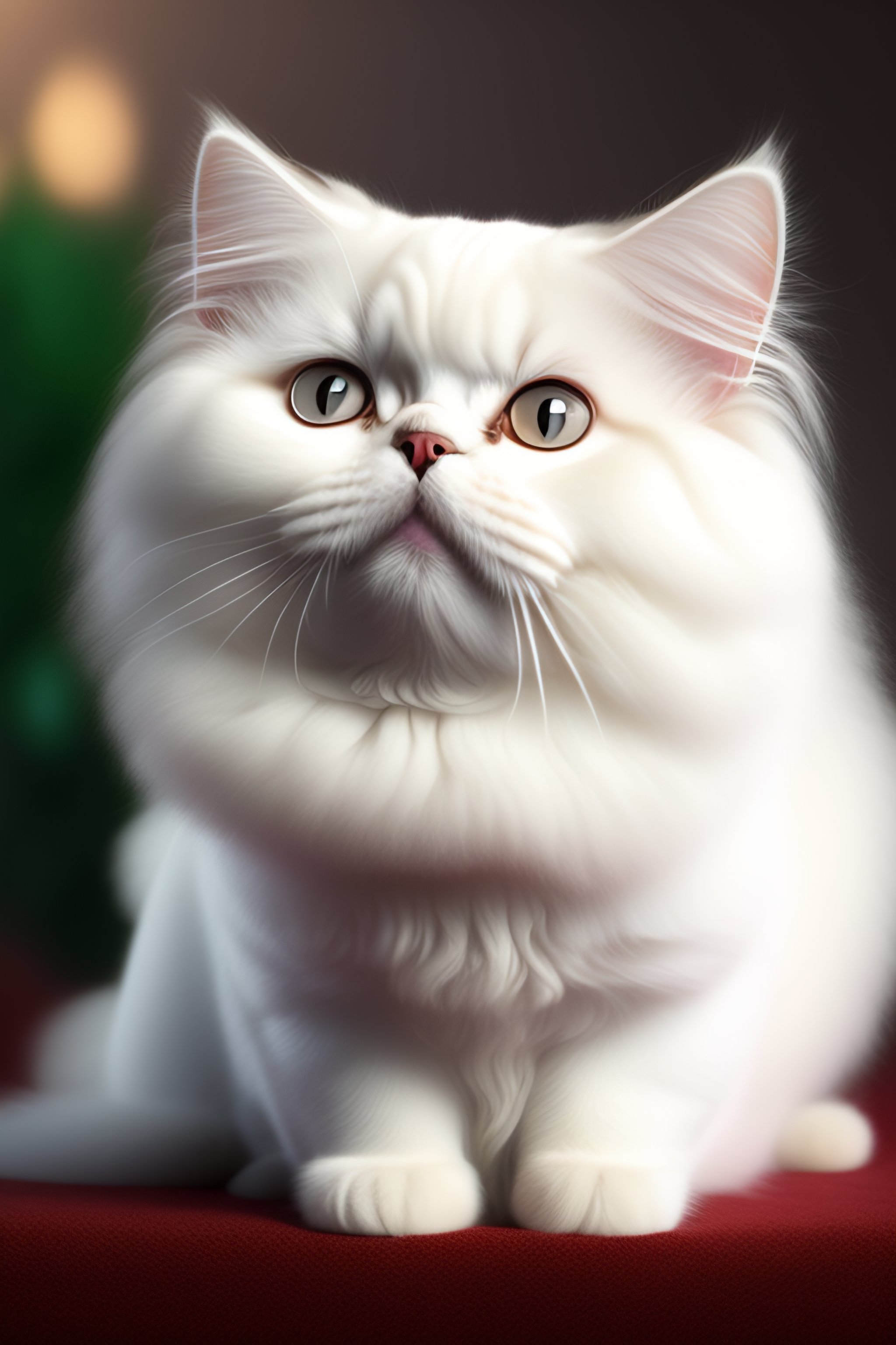 Lexica - A 4 kg white persian cat staring and smiling at you, with sign ...