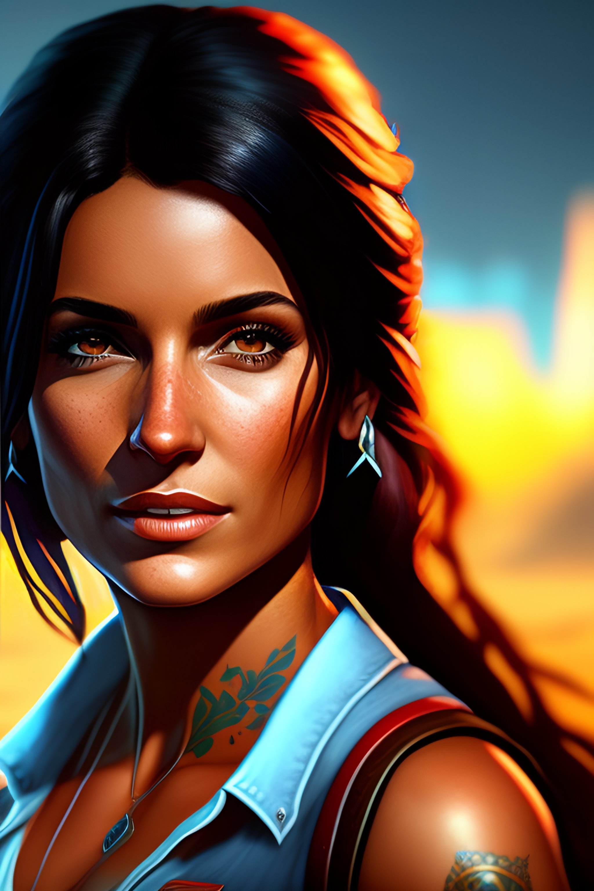 Lexica - A full body portrait painting of beautiful chloe frazer in the  game uncharted, sexy character, RPG portrait, dynamic lighting, intricate  det...