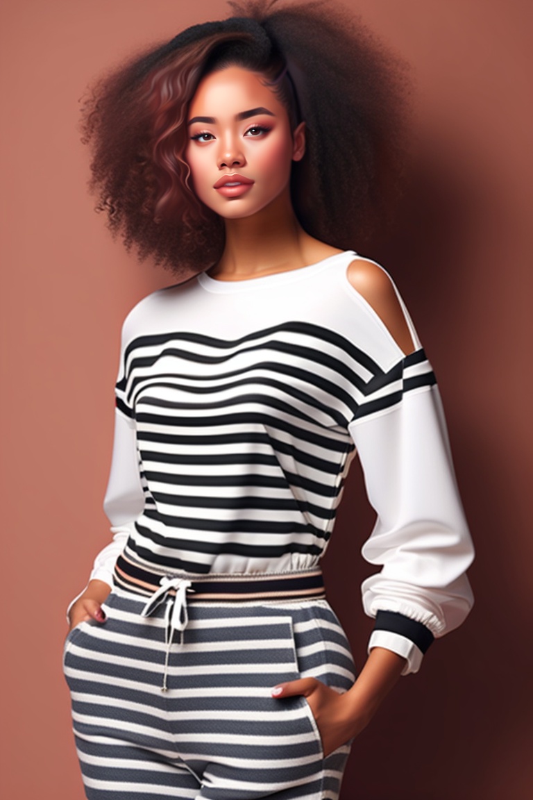 Lexica - A medium-weight 18-year-old girl wearing a white off-the ...