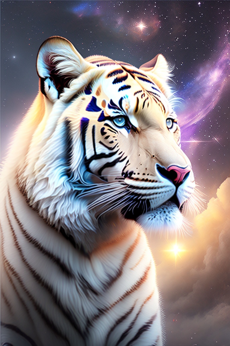 Lexica - A photorealistic photo of a white tiger in the cosmos, fluid ...