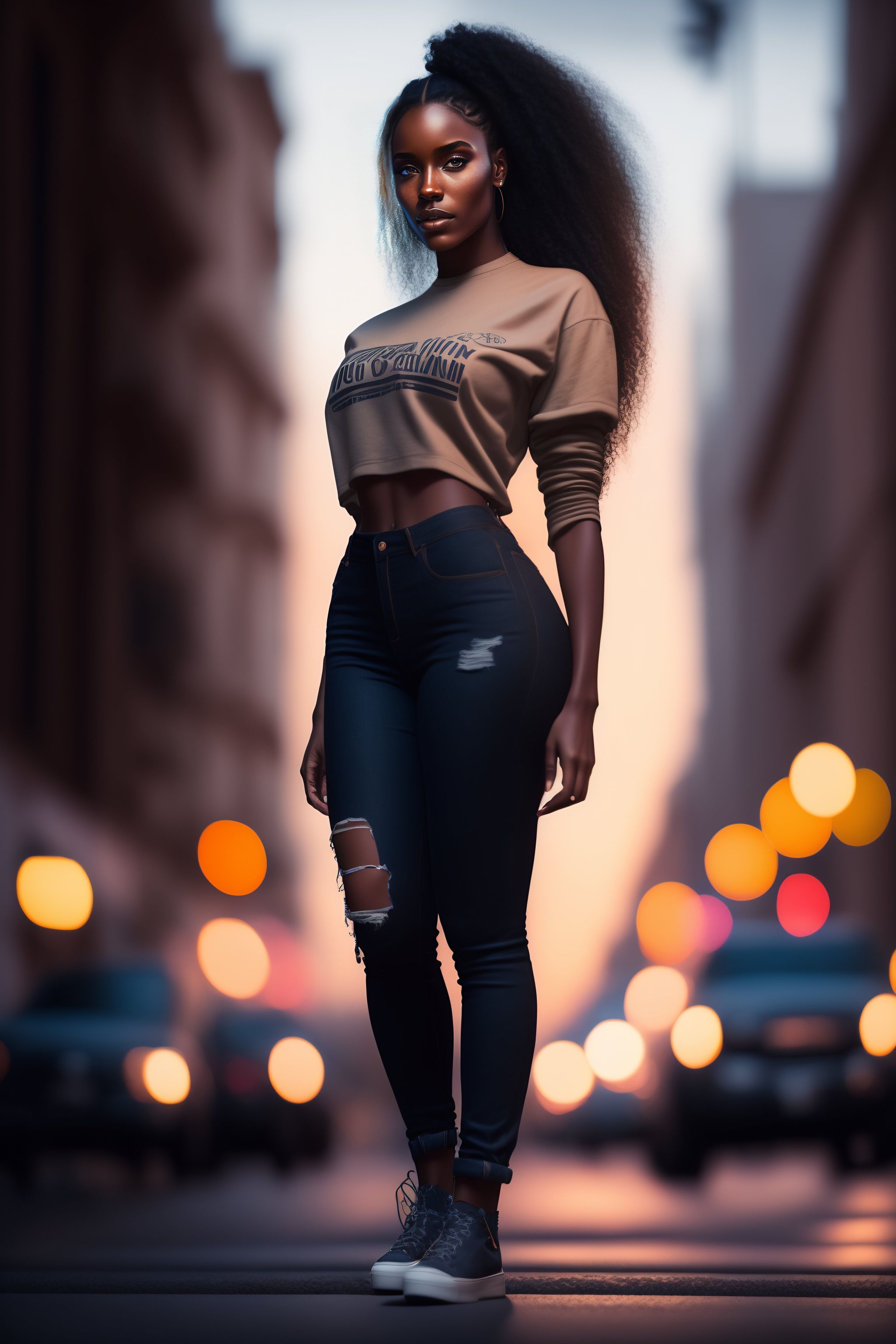 Beautiful Black Teen Girls in Jeans · Creative Fabrica