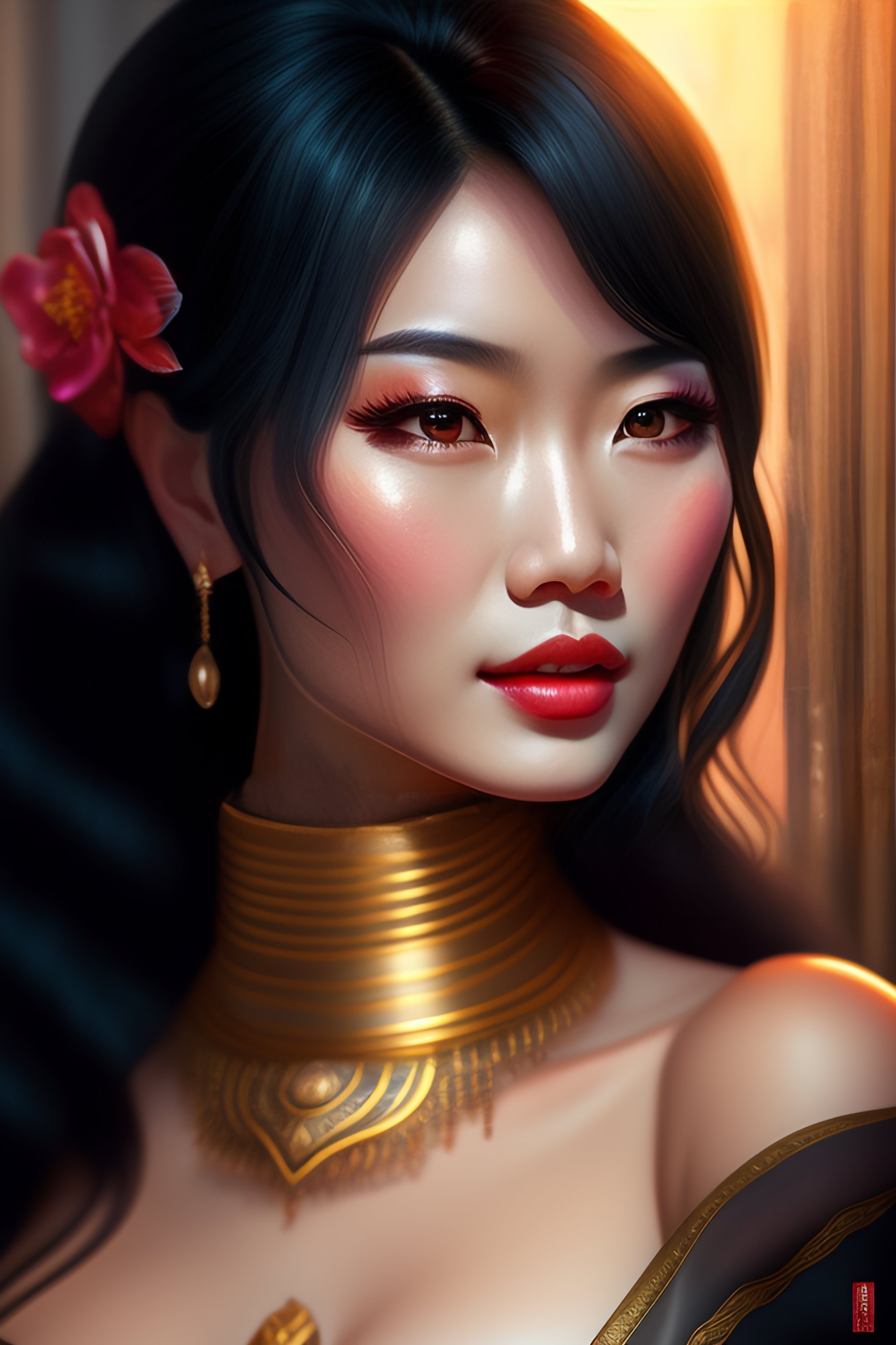 lexica-a-photo-of-a-beautiful-and-elegant-asian-woman-with-kinomo