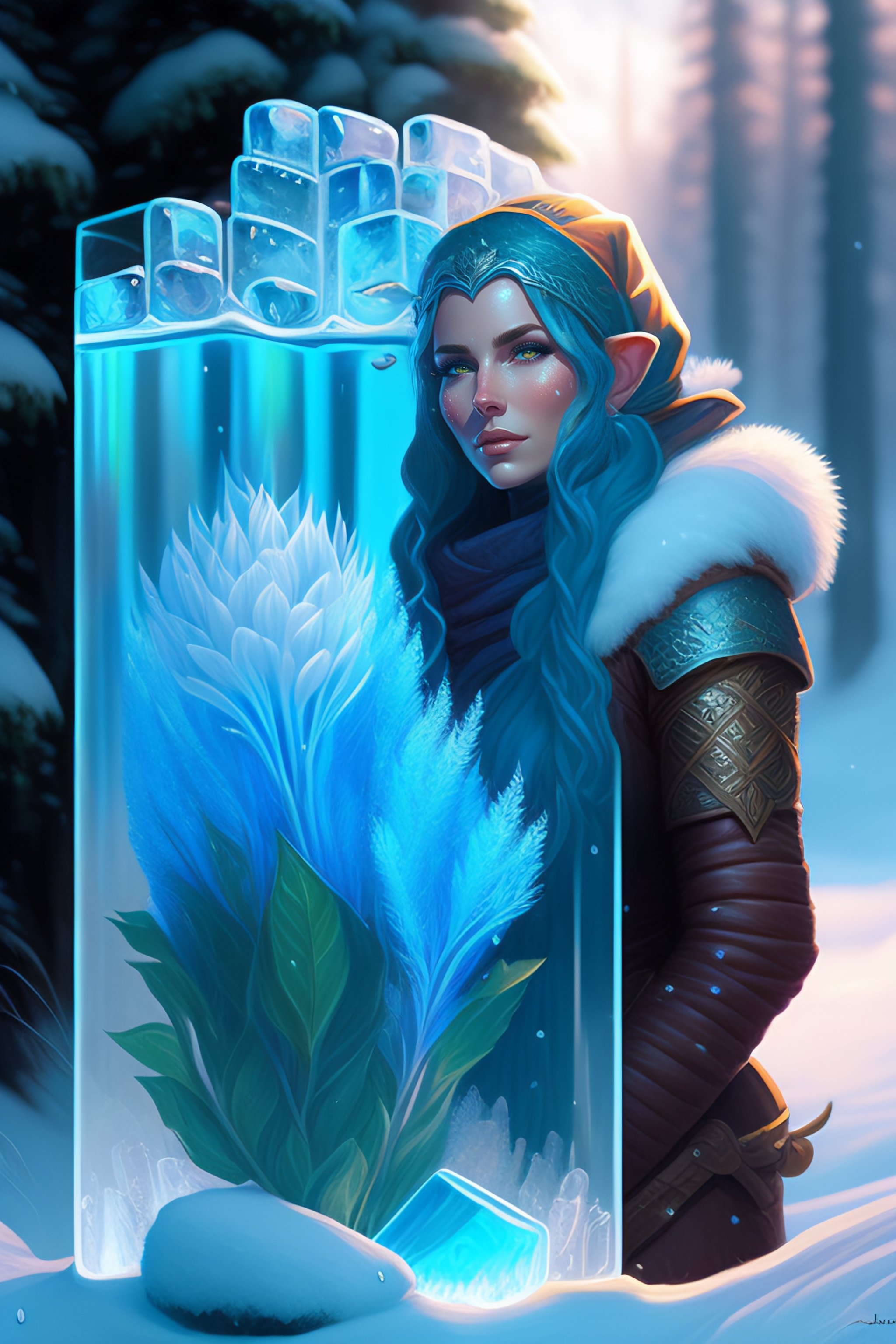 Lexica - Dan mumford paint, a fantasy elf woman trapped and frozen ...
