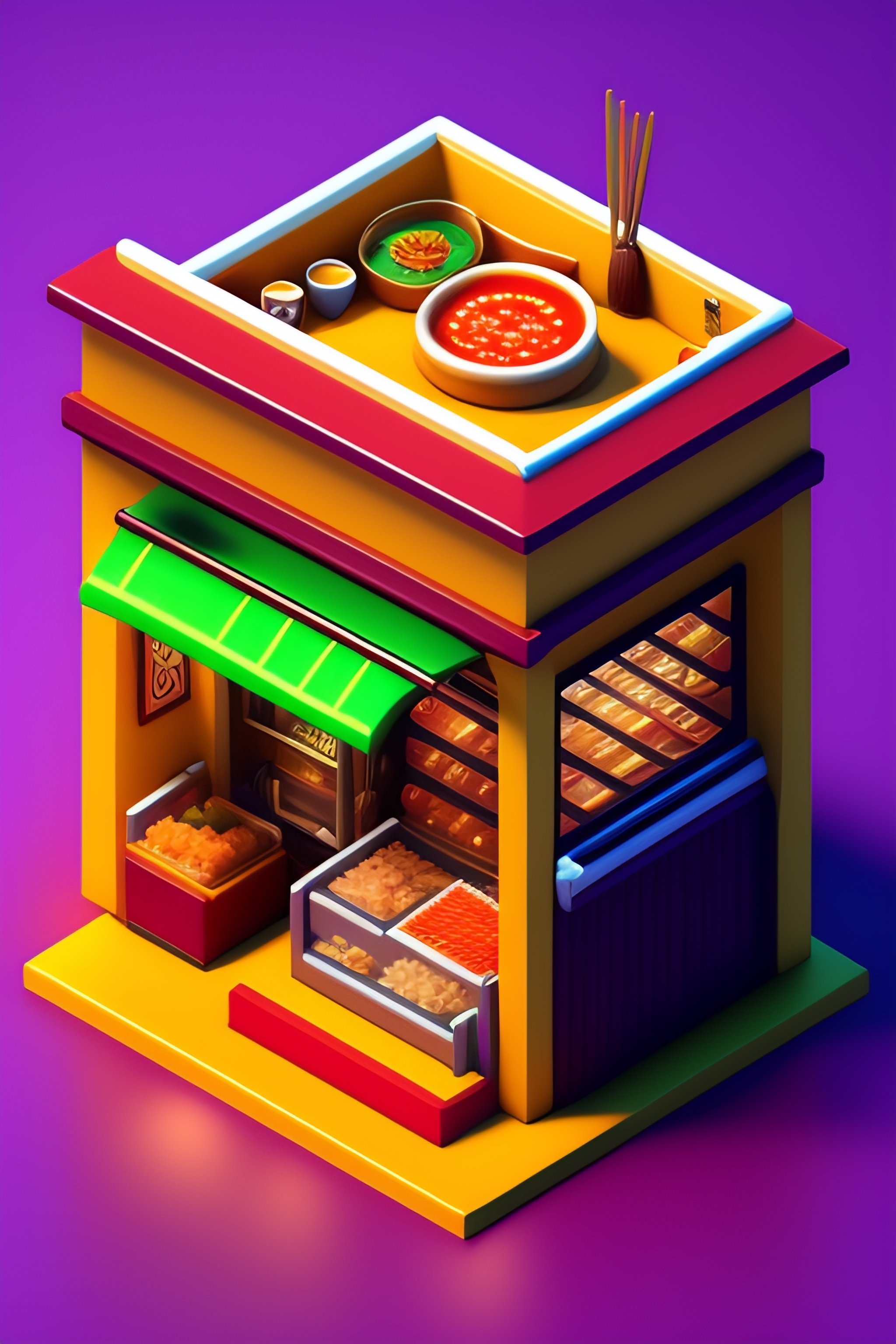 Lexica - 3d, 32 bit isometric ramen shop anime style