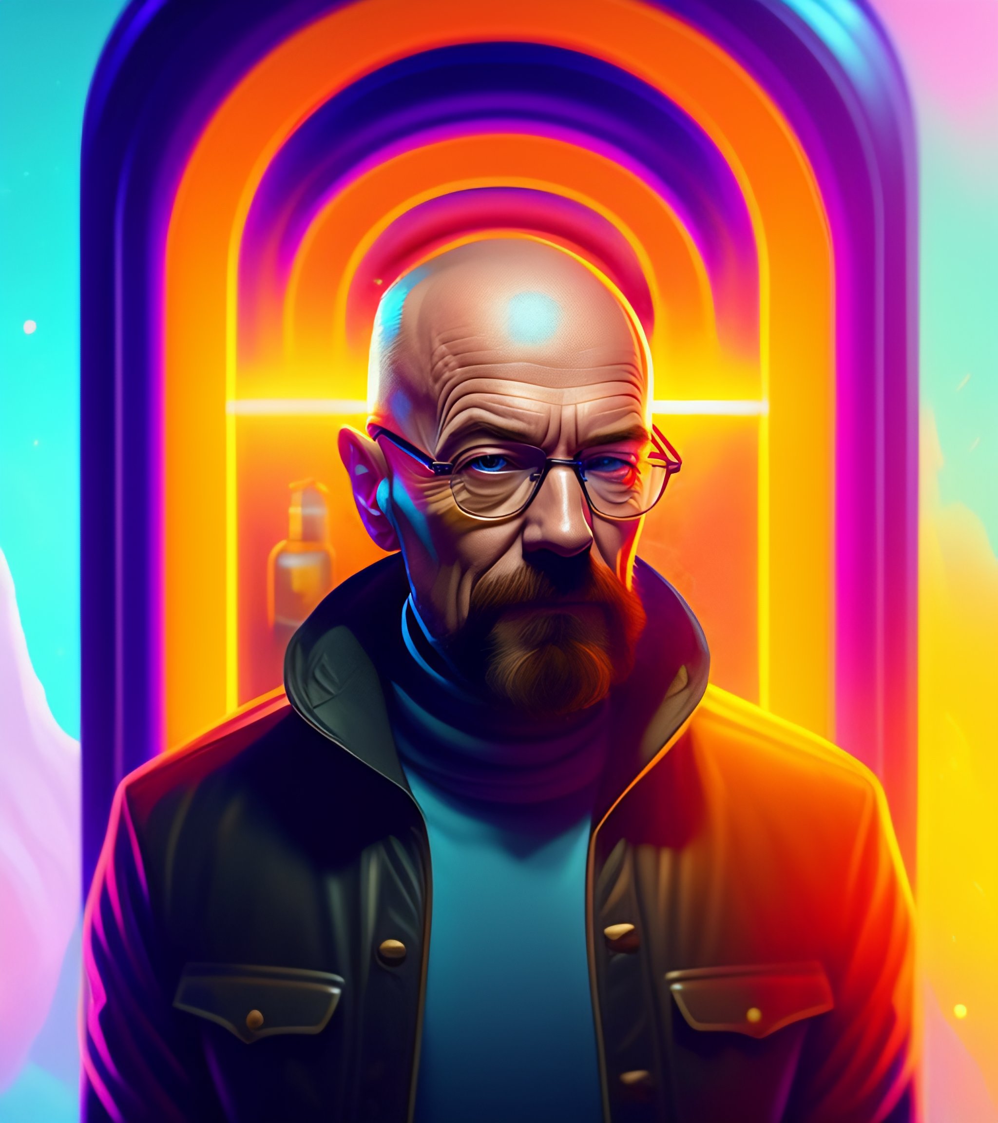 Lexica Walter White as magic mad scientist, inside cosmic labratory