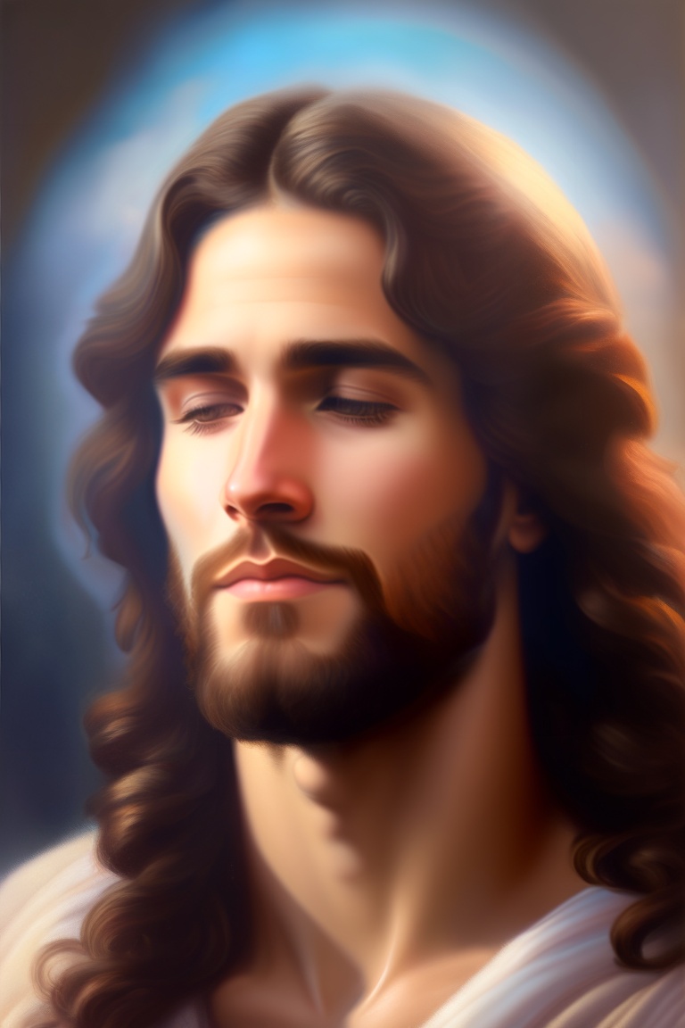 Lexica - An intimate portrait of Jesus, radiating an aura of compassion ...