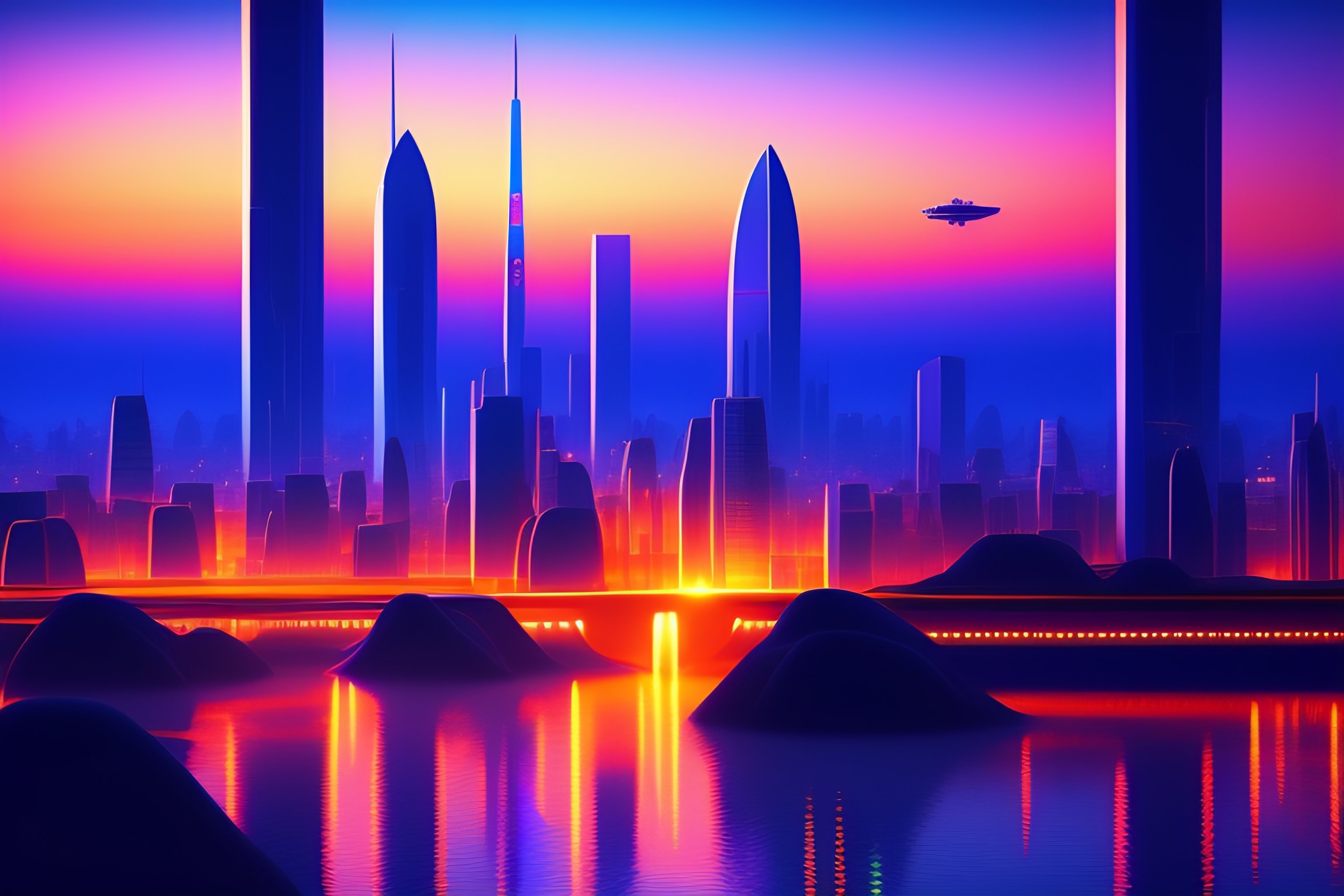 Lexica - 3d game city, futuristic, cartoon style, blue sunset ...