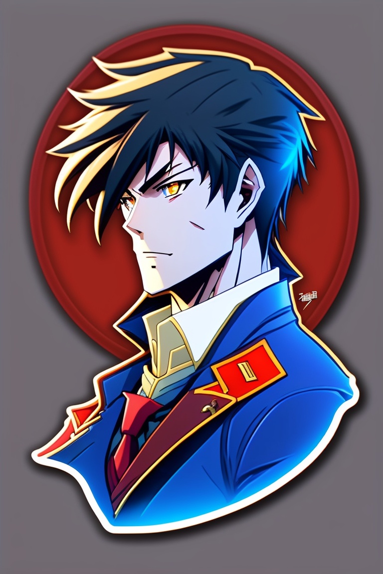 Lexica - Roy mustang, fullmetal alchemist style, Mustang, cartoon nature  sticker, fury, fire, anime style, anime initial d style, solid background  co