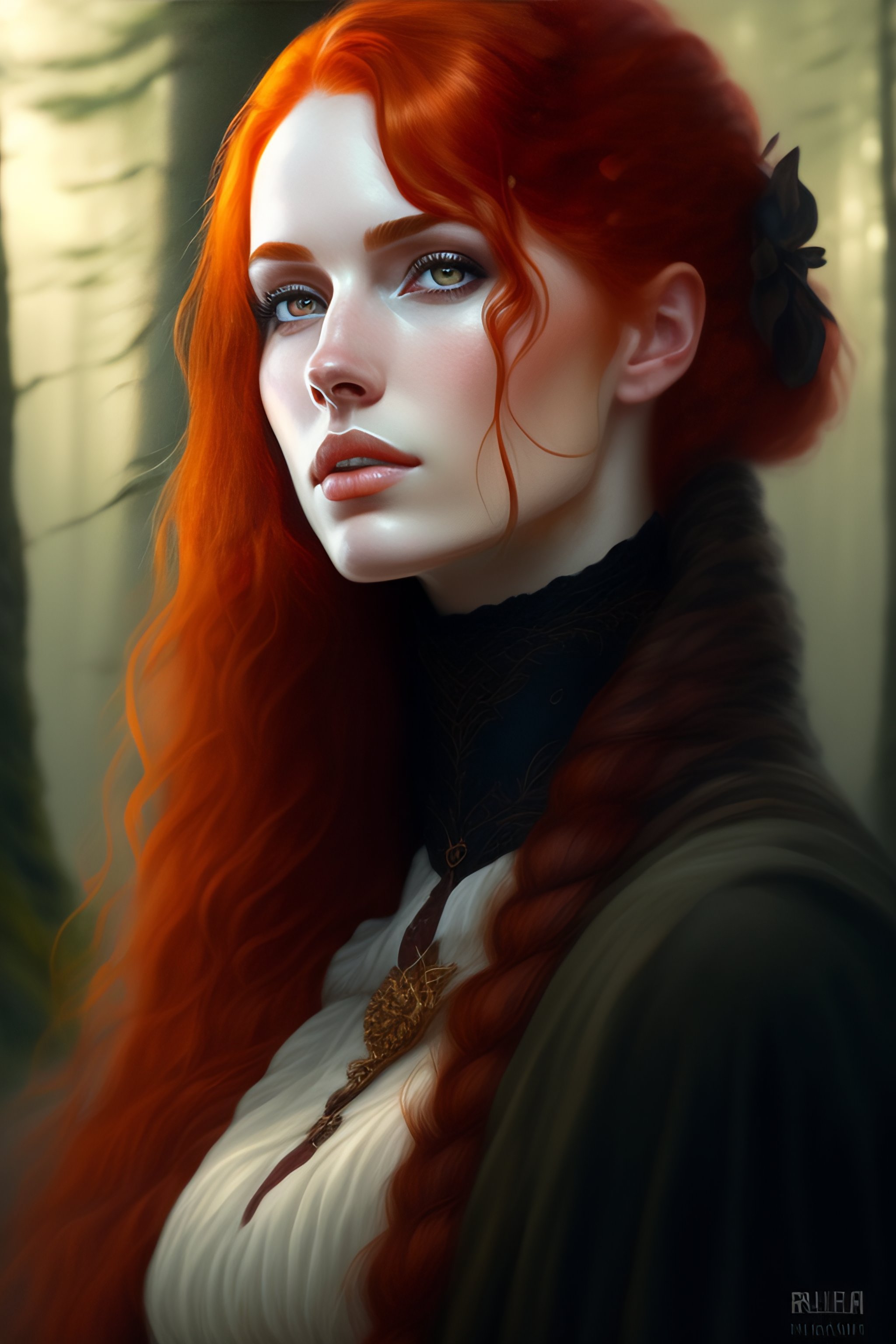 Lexica - Realistic detailed waist portrait of a beautiful red hair girl ...