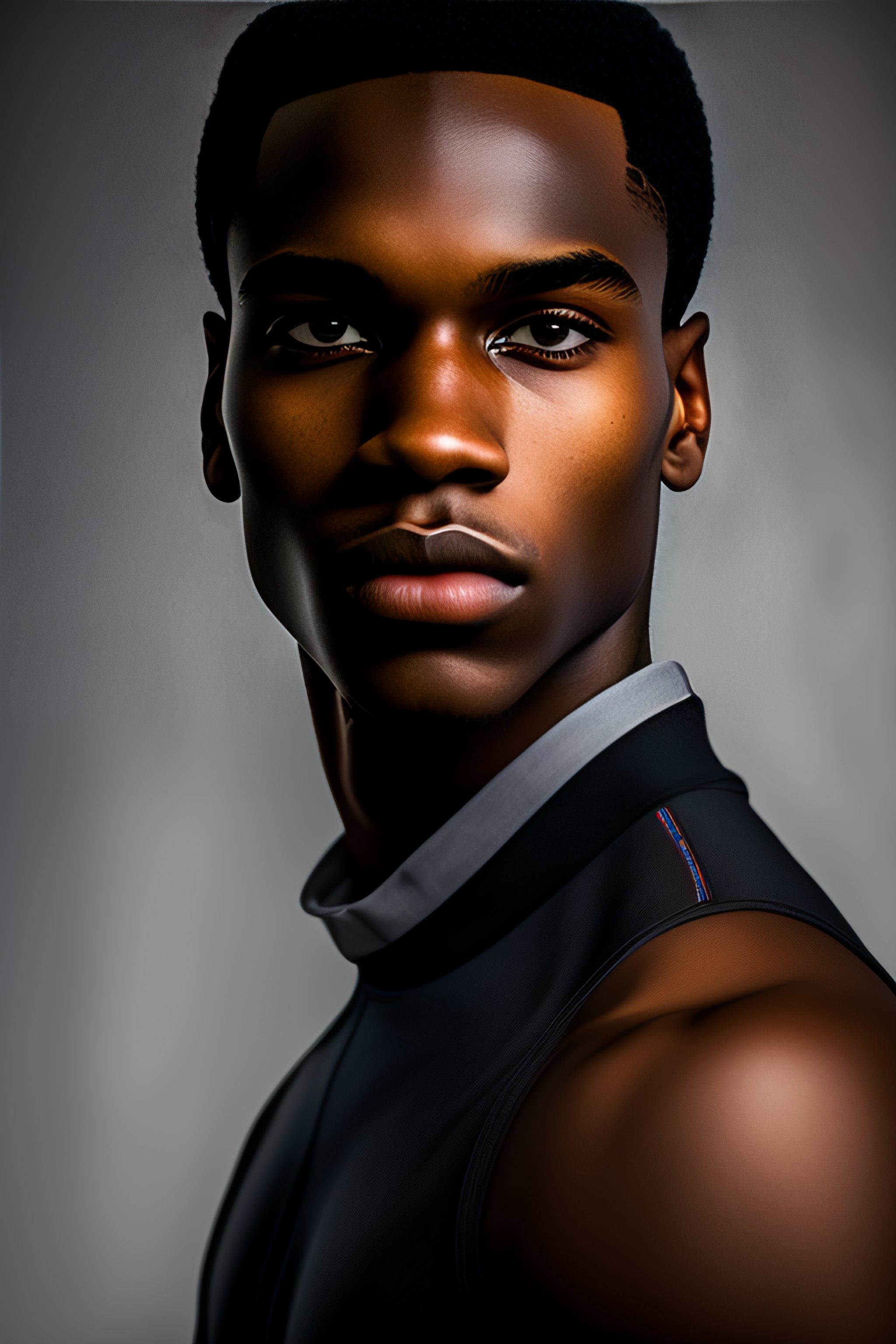 Lexica - Portrait of a 17 year old black guy, not ugly, backward ...