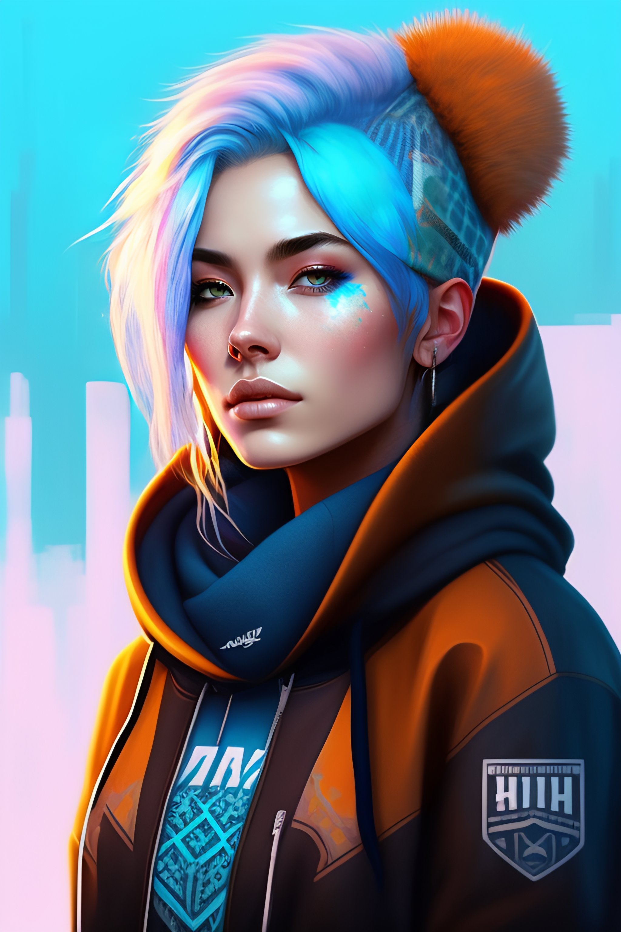 Lexica - Highly detailed portrait of a sewer punk woman, tartan hoody ...