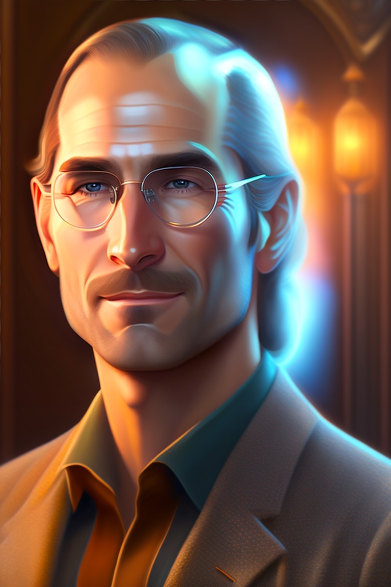 Lexica Steve jobs as realistic portrait, symmetrical, highly detailed