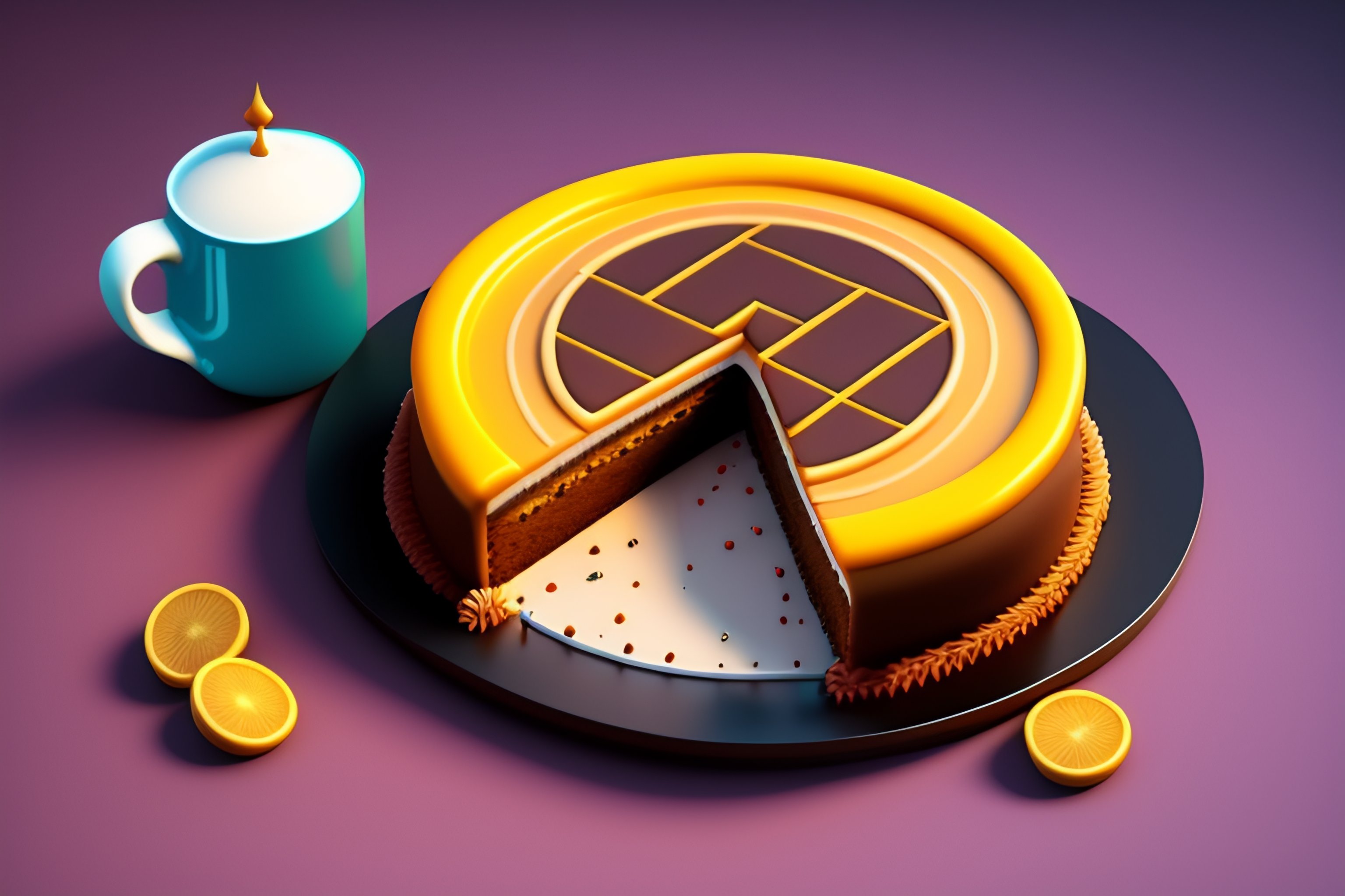 Lexica - A cake with a bitcoin logo, and a slice is eaten, isometric ...