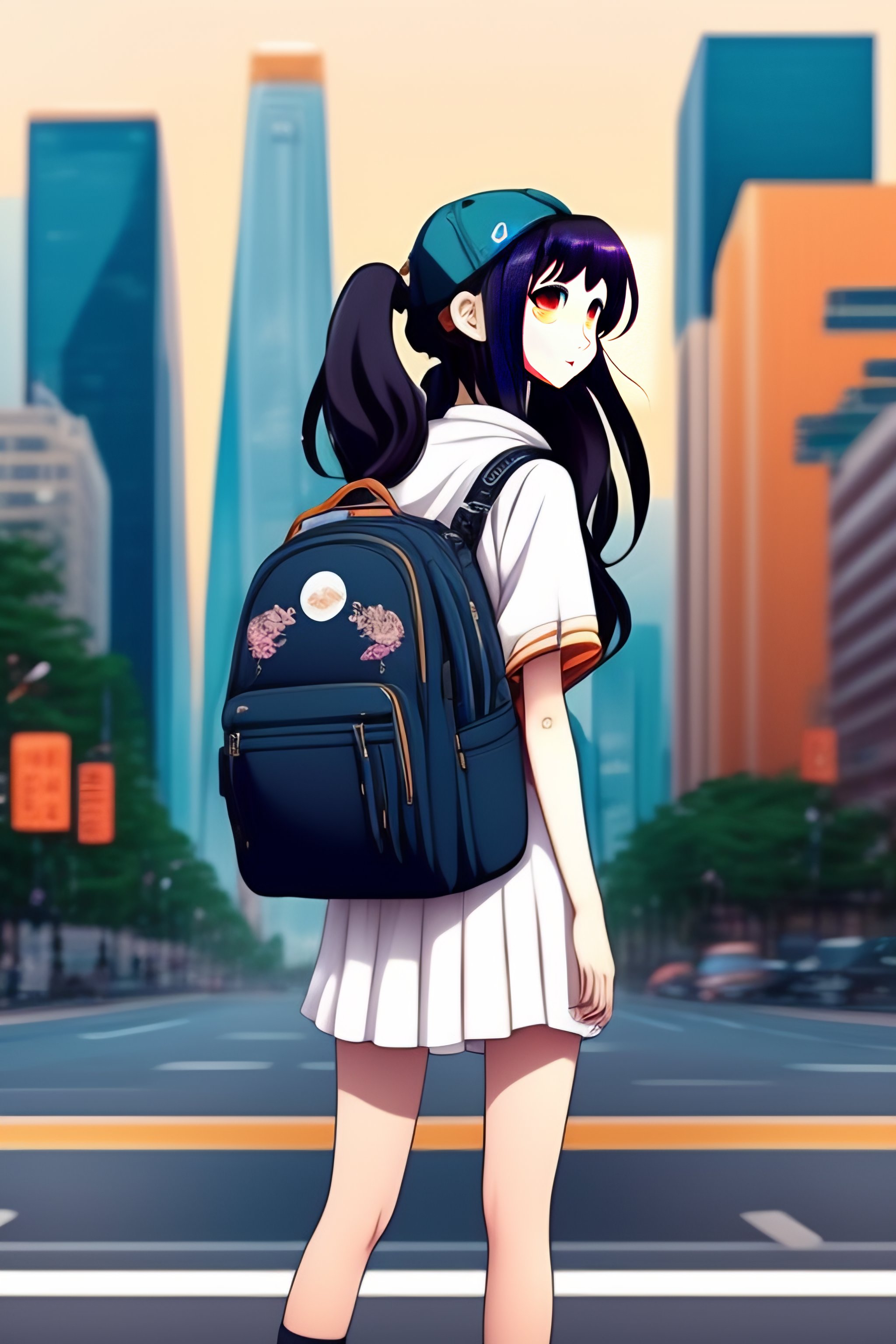 Lexica - 2D anime 1 girl solo Create an illustration of a humanoid dolphin  living in a bustling city They are wearing a casual outfit and carrying a  ...