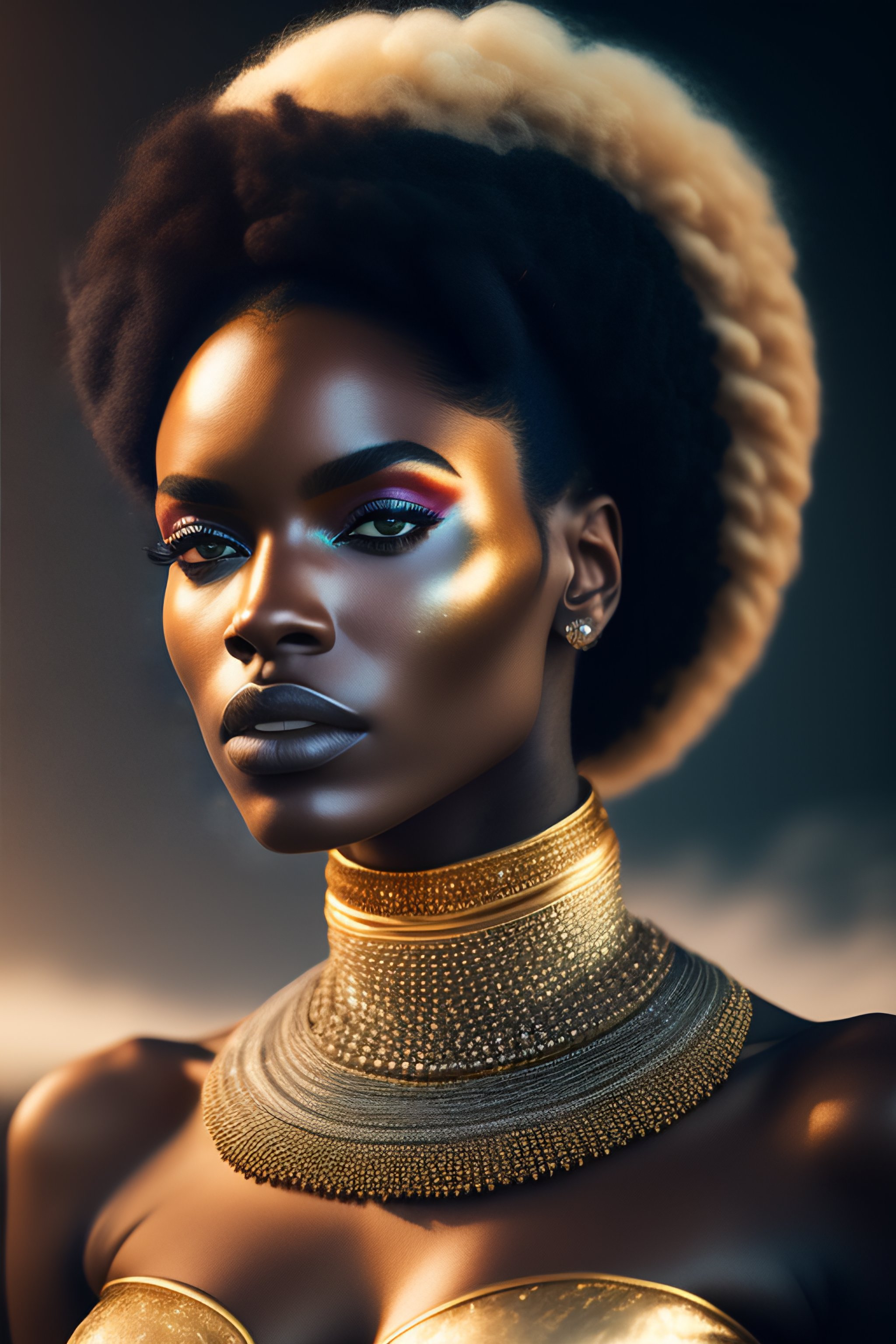 Lexica - Portrait of a beautiful earth queen afro power model by Flora ...