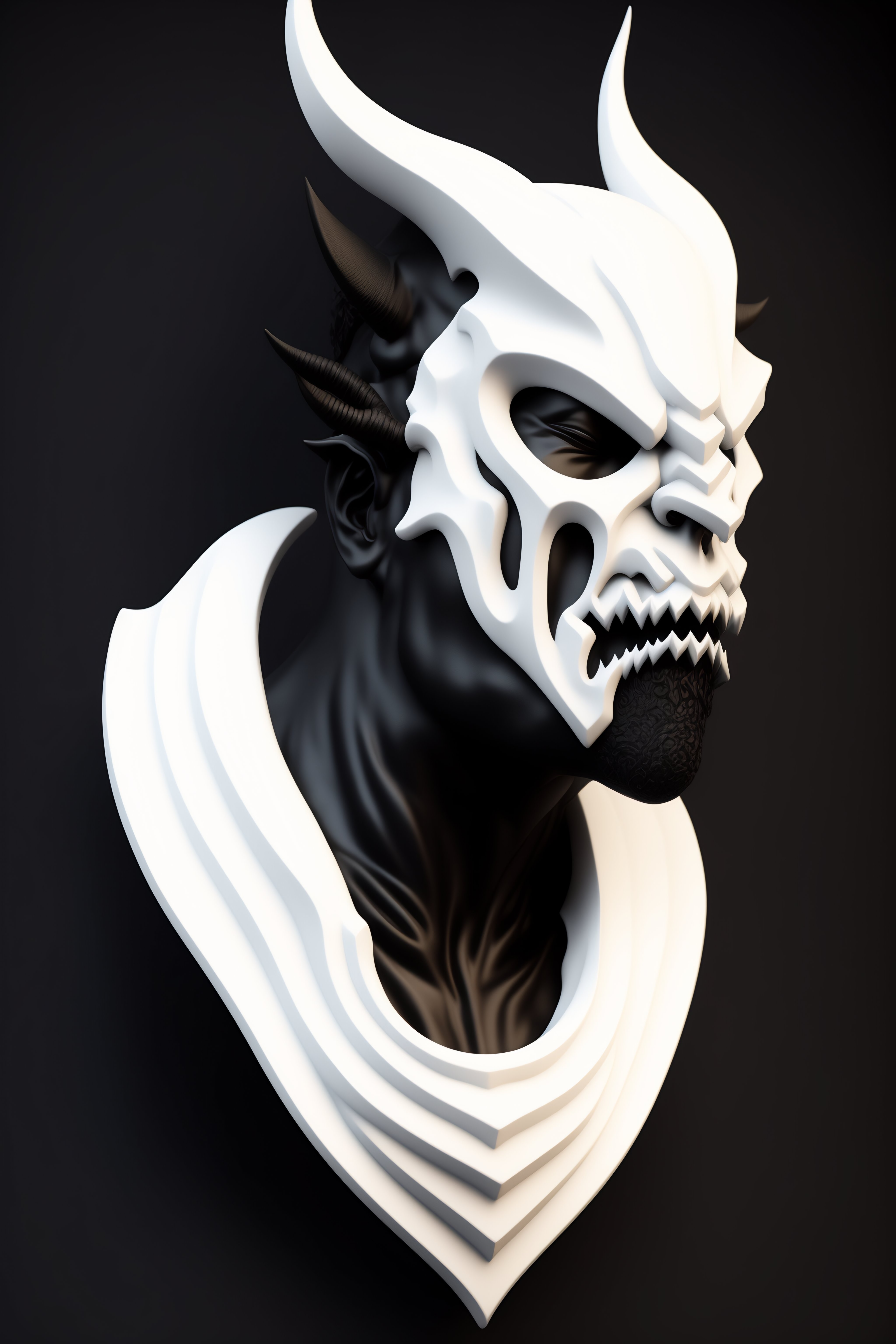 Maschera Cyberpunk Oni Gaudi bianca e nera · Creative Fabrica