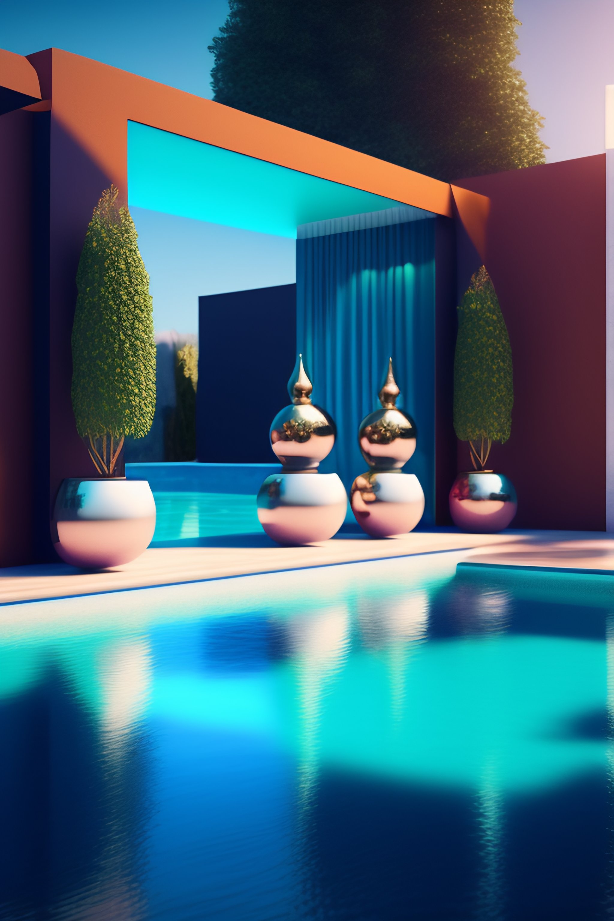 Lexica - Swimming pool, showing five women, wearing colorful bikinis ...