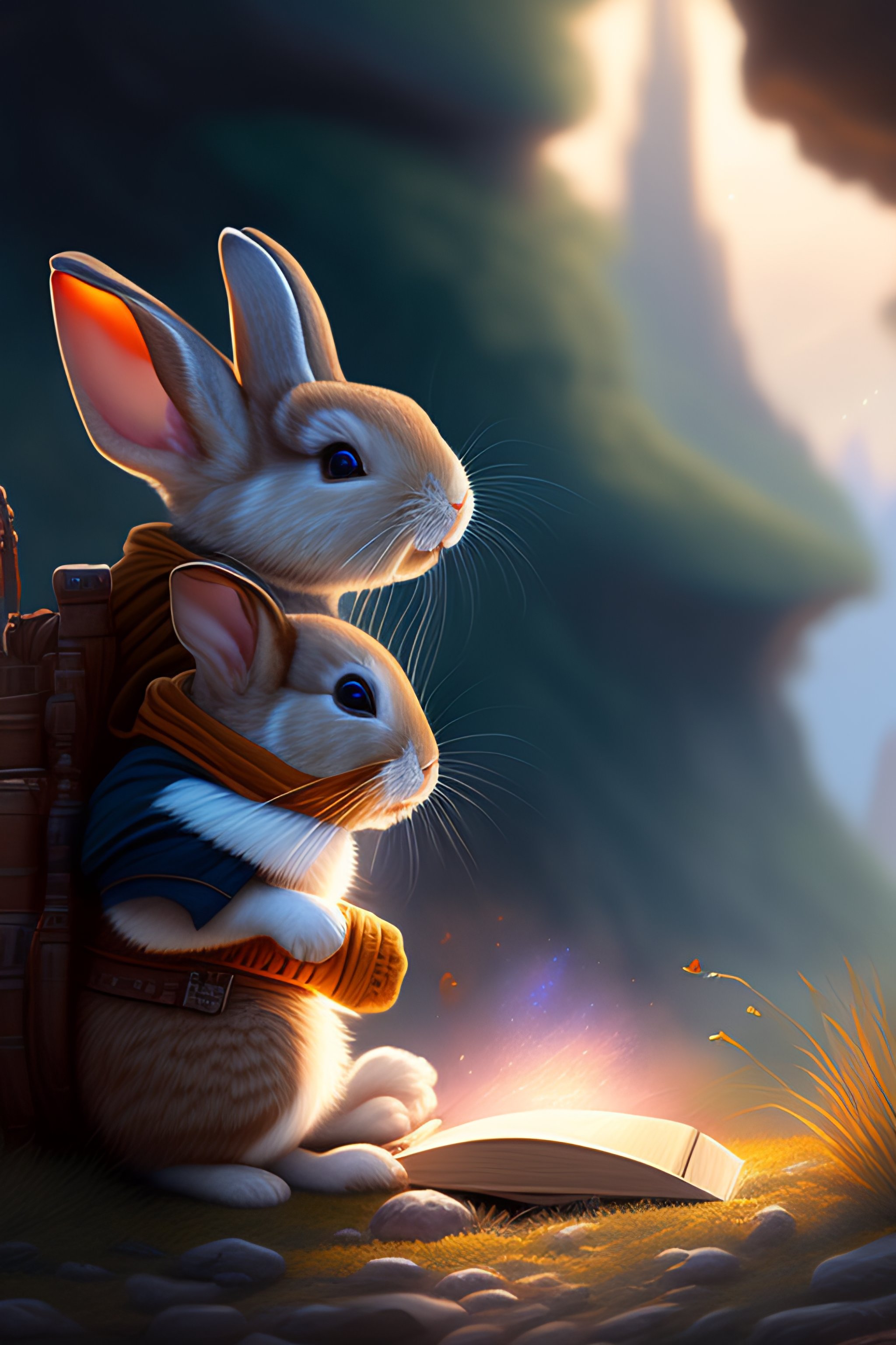 Lexica - Child reading book to a rabbit, screaming at the camera, epic ...