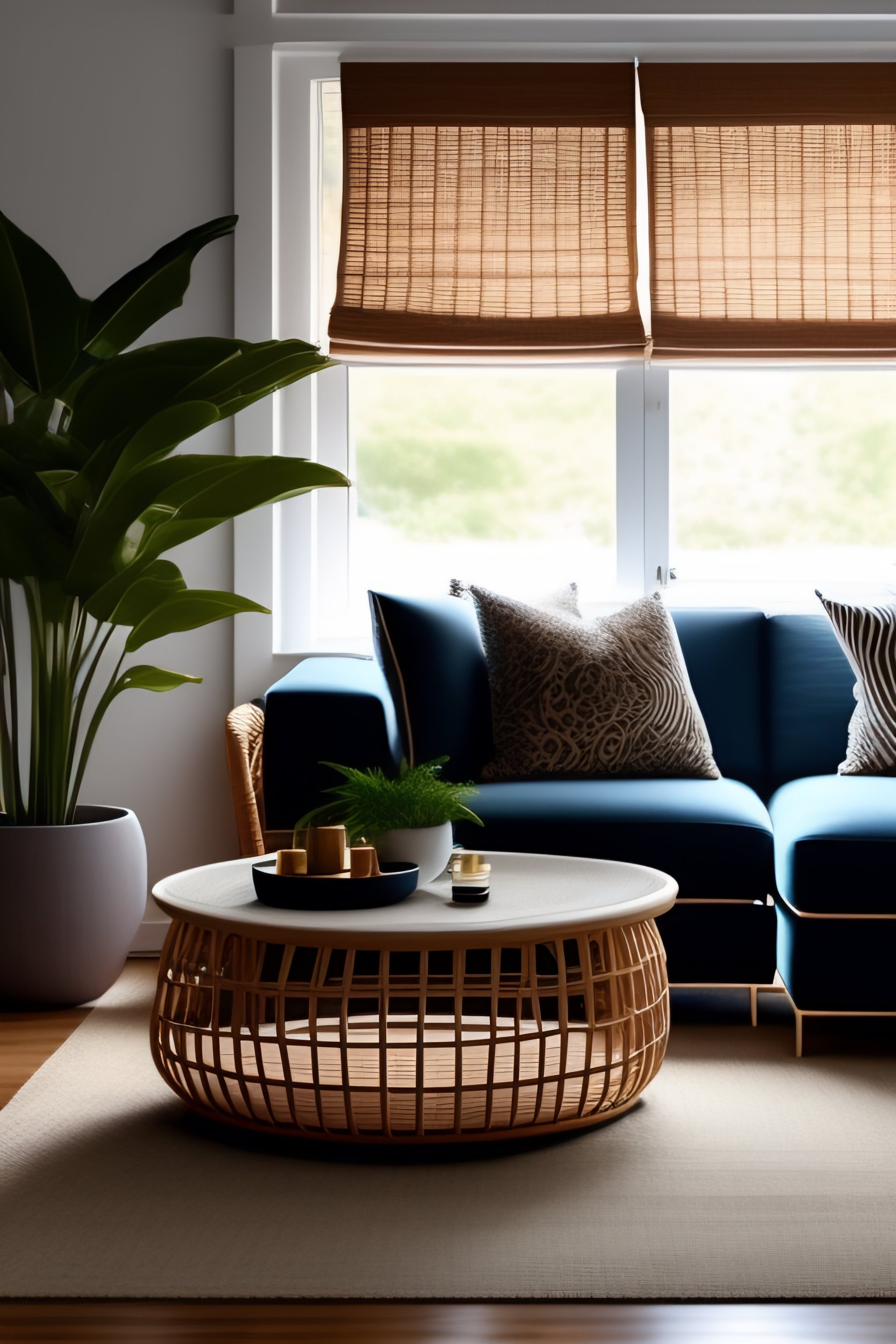 Lexica - Living room interior design, light, rattan furniture, lighting ...