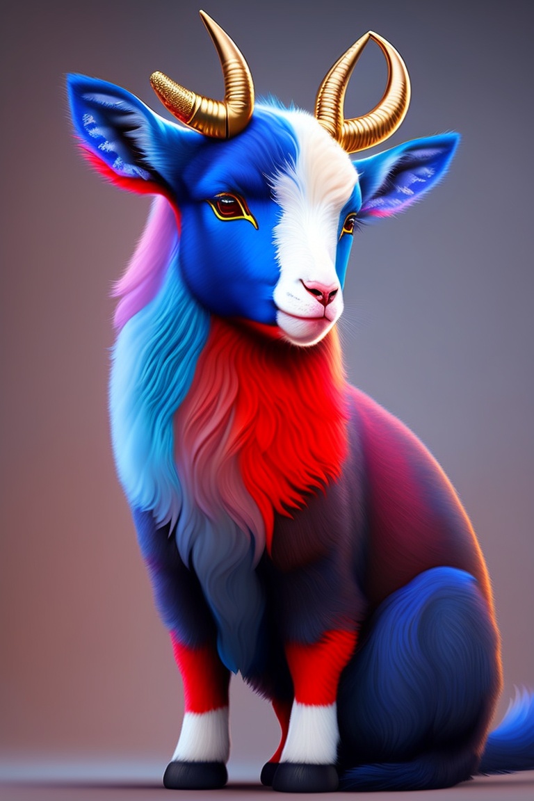 Lexica - Goat, cat, cute, gold, red, blue