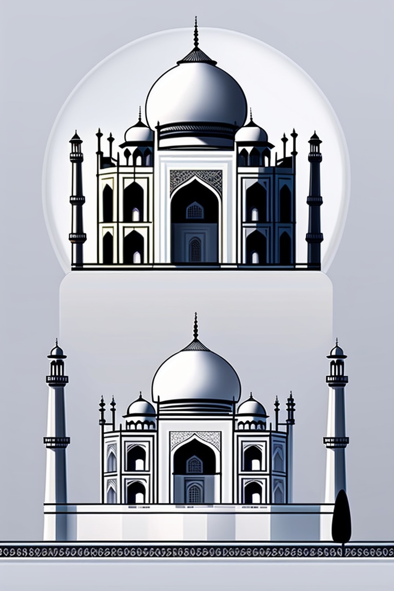 Lexica - Taj mahal simple illustration, with basic shapes and minimal ...