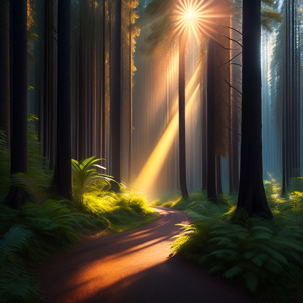 Lexica - A big fantastical forest, god rays, hyper realistic