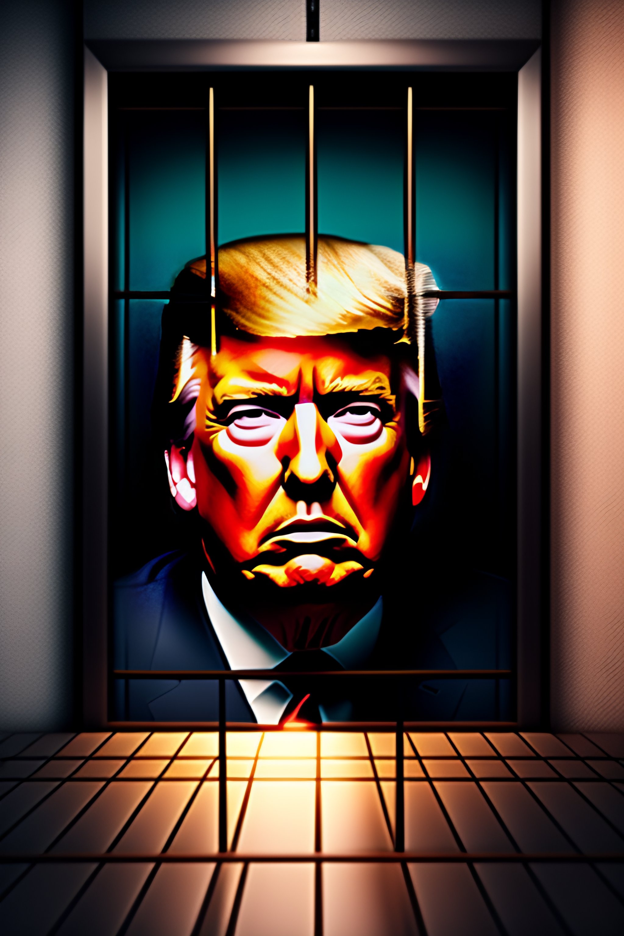 Lexica - Portrait Of Donald Trump In Prison Behind Bars