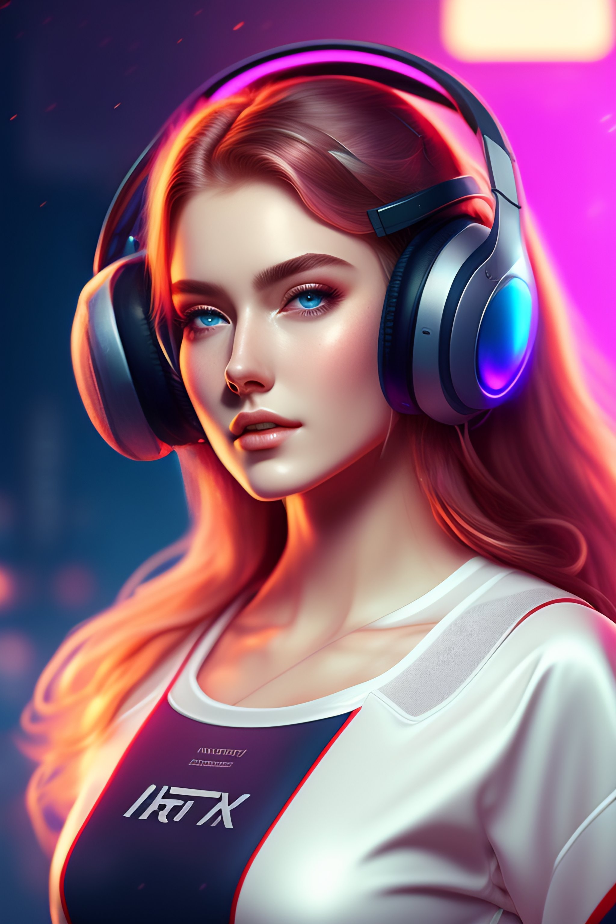 Lexica - Key visual of a pretty gamer woman, on white background room ...