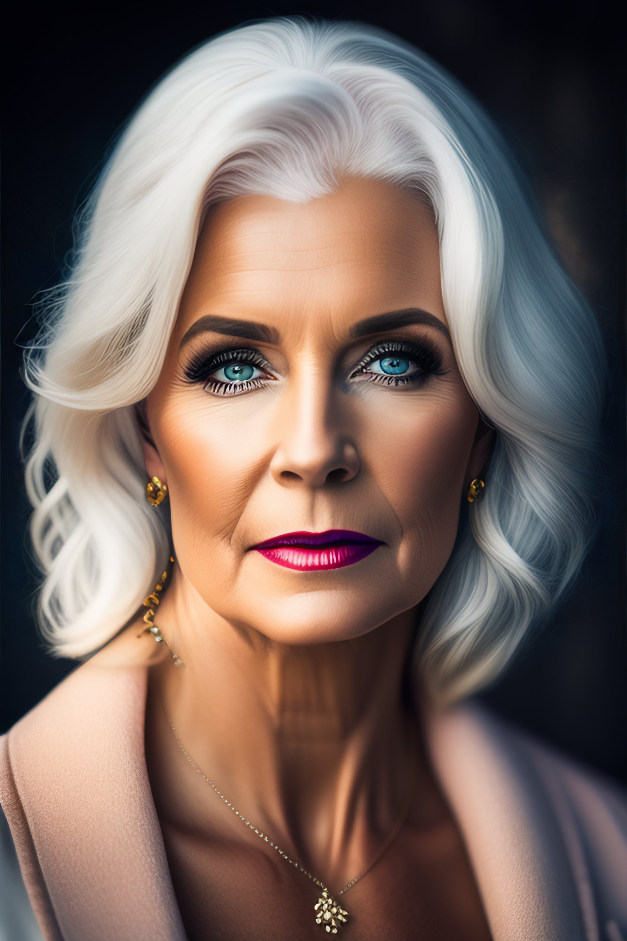 Lexica - Highly detailed Portrait of a beautiful lady with white hair ...