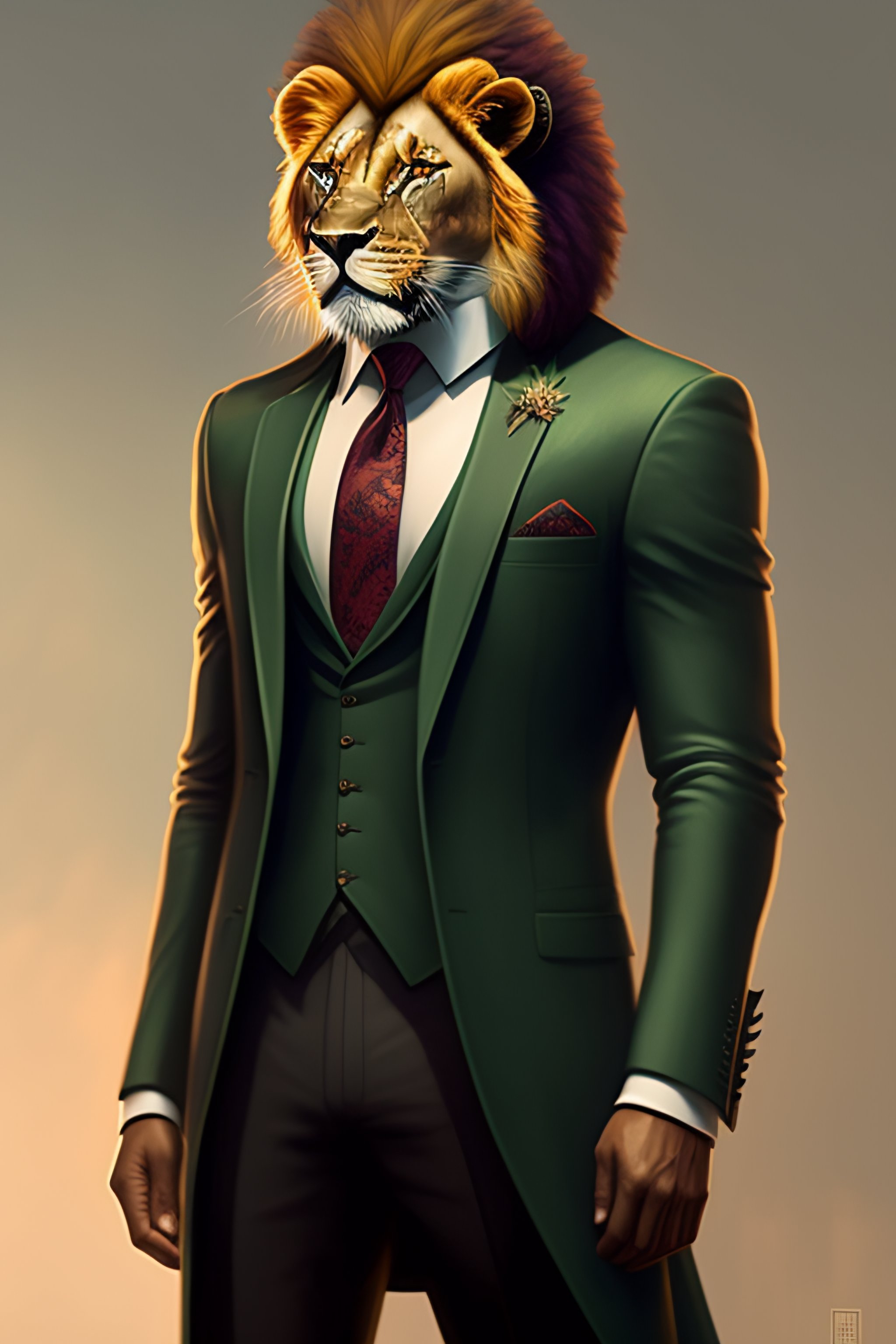 Lexica - Anthro Furry Humanoid Lion, Three Piece Suit, Checking Watch ...