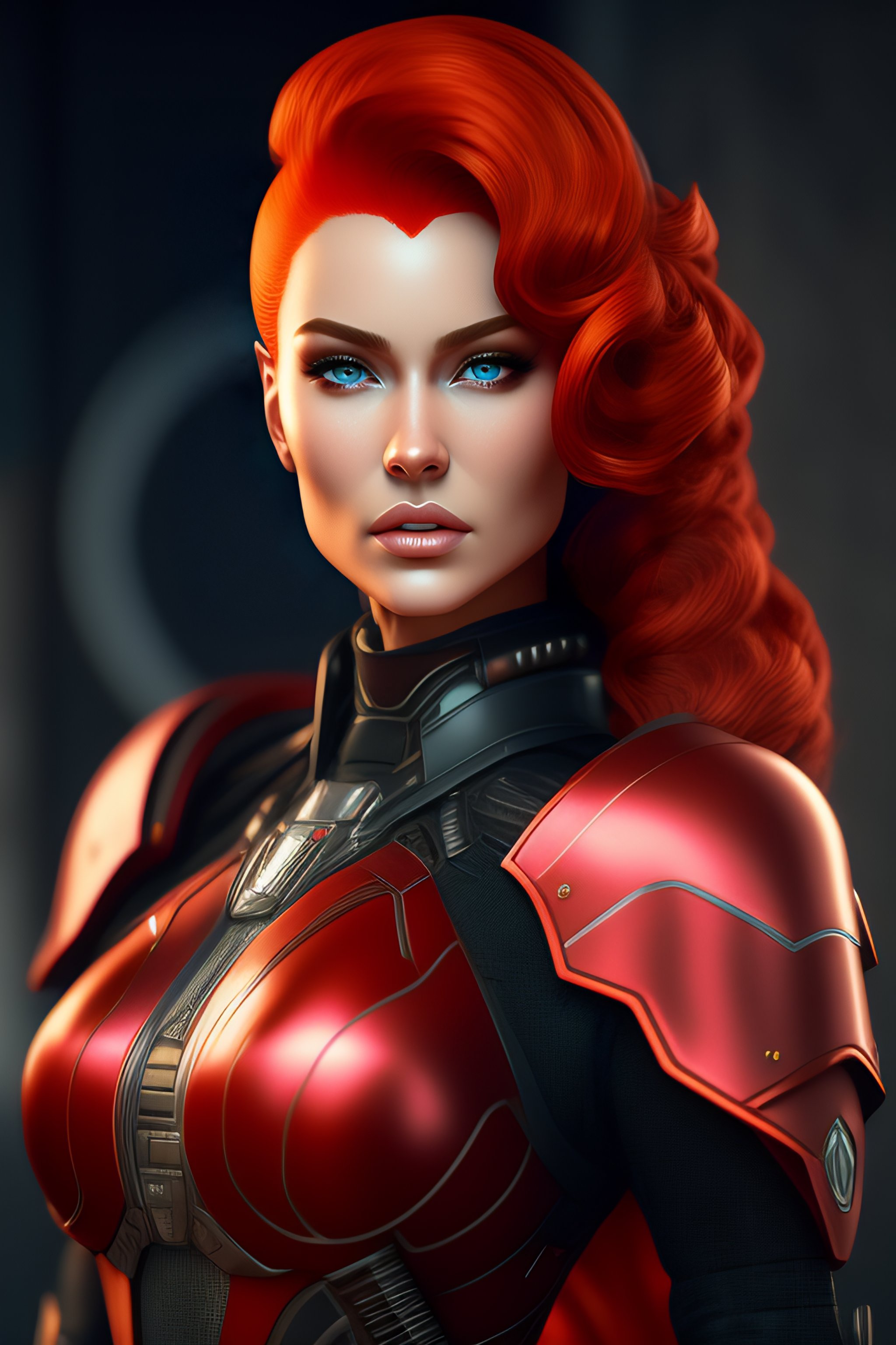 Lexica - Portrait painting of a cybernetic woman with red hair power ...