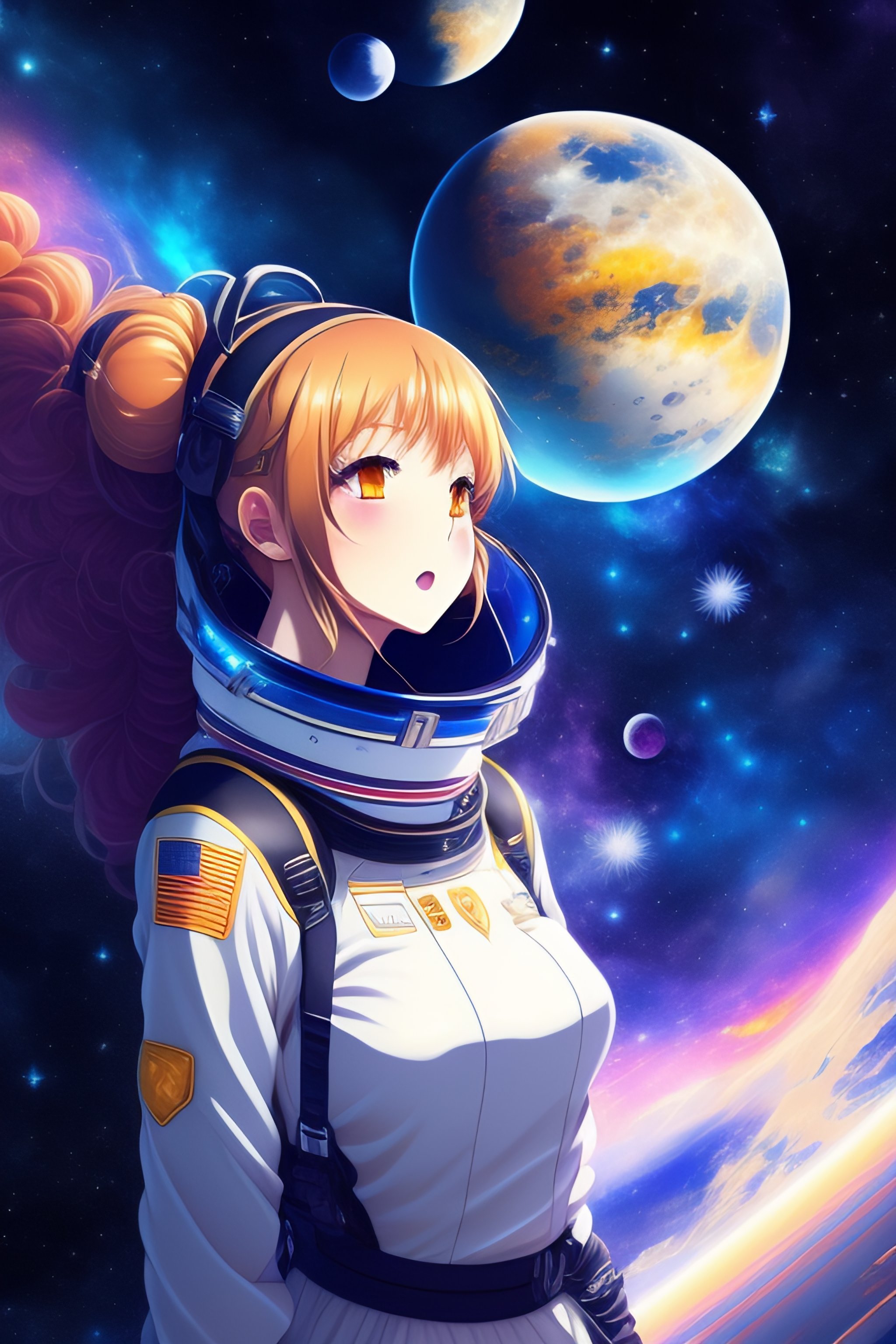 Lexica Anime Girl Falling In Space In Space Suit Beautiful Stars And Galaxys Full Human