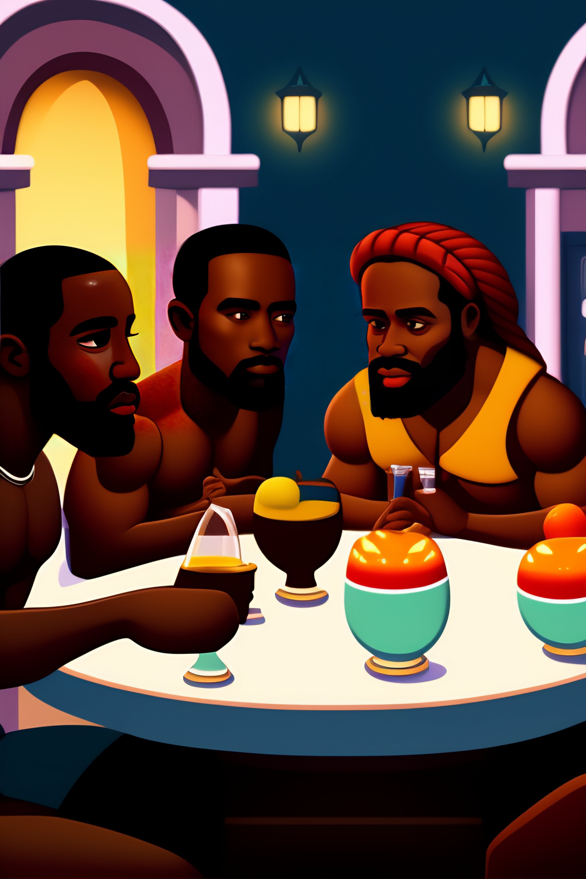 Lexica - Last supper brown skinned 12 disciples 4k cartooned