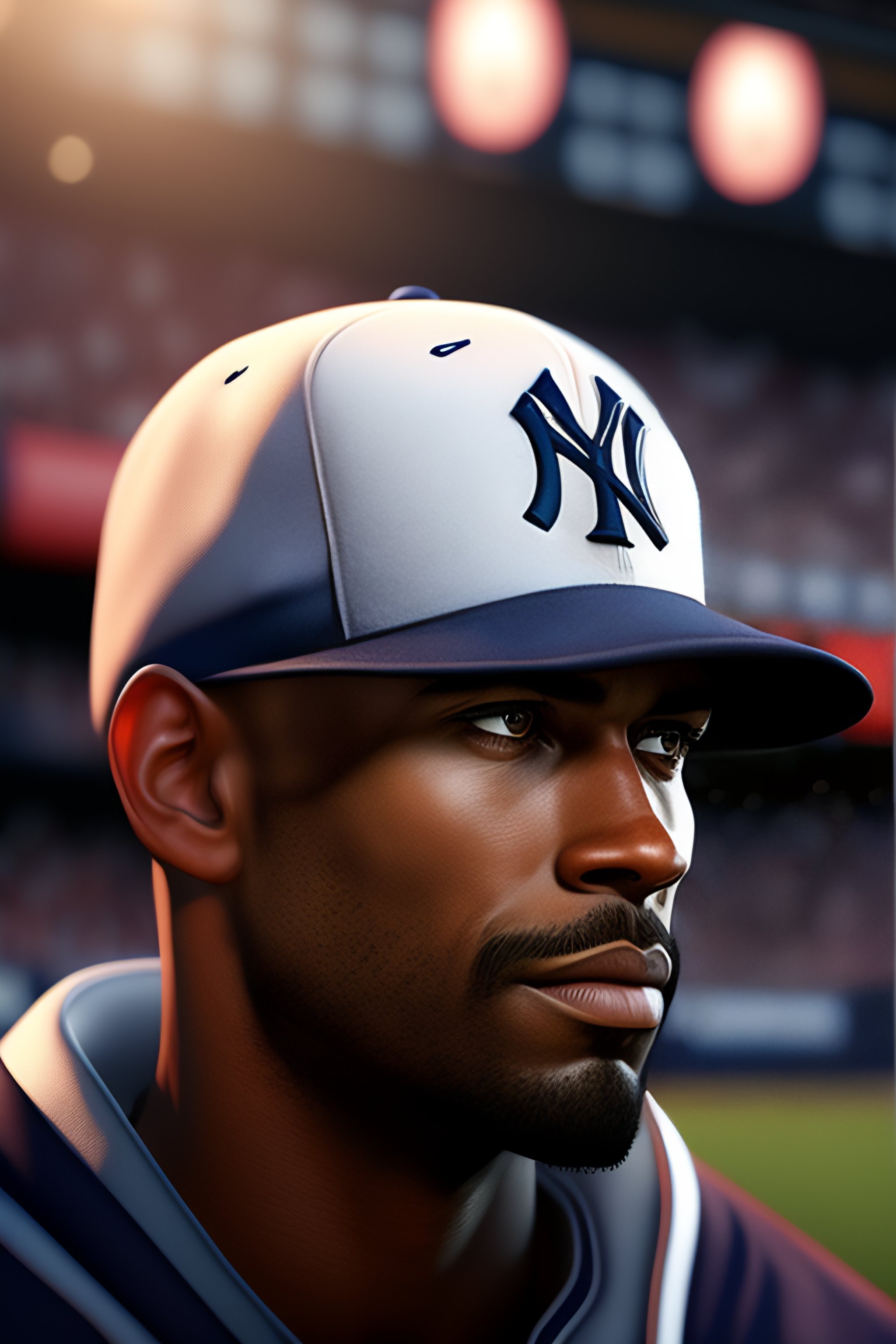 Lexica - Black and whithe New York Yankees uniform with BLACK AND ORANGE  DOUBLE STRIPES, unreal engine, cozy indoor lighting, artstation, detailed,  c