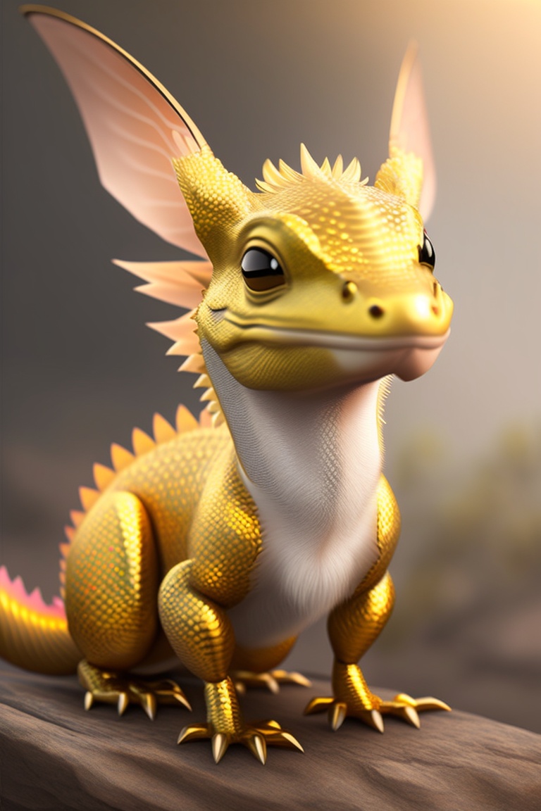 Lexica - Dourinho is a small dragon with golden scales that shine in ...