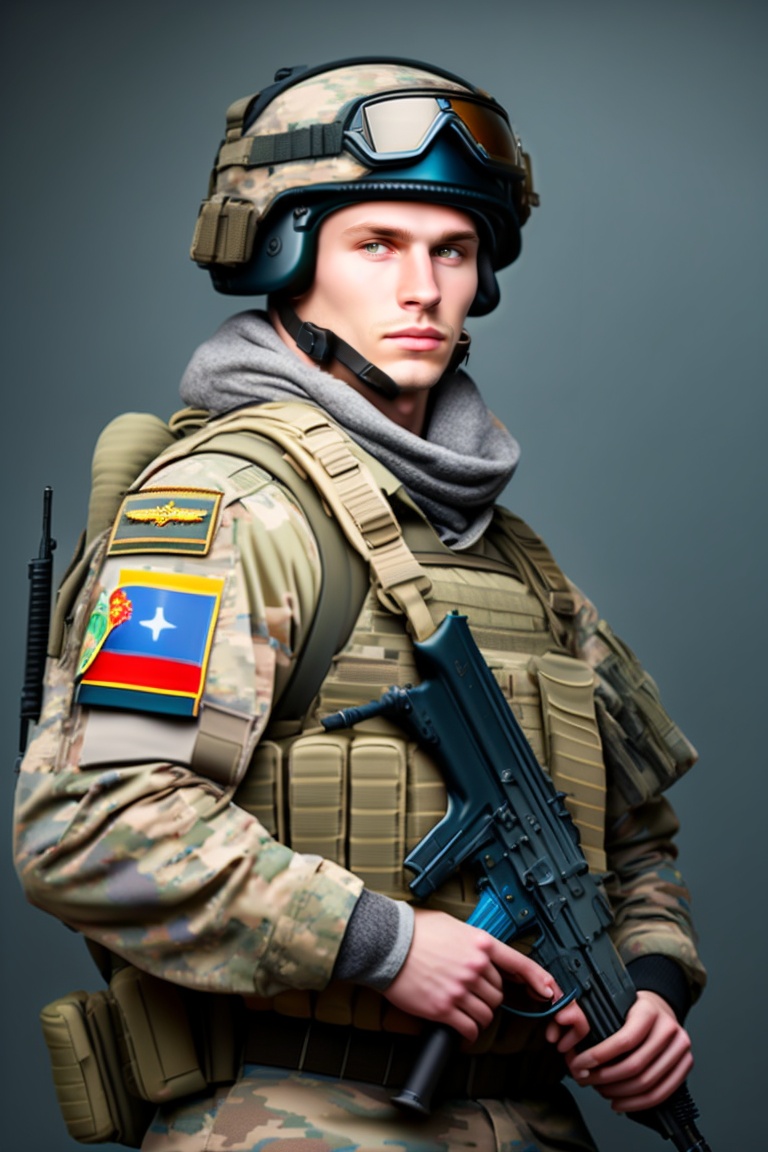 Lexica - Soldier of ukraine with a machine gun in his hands, clear details