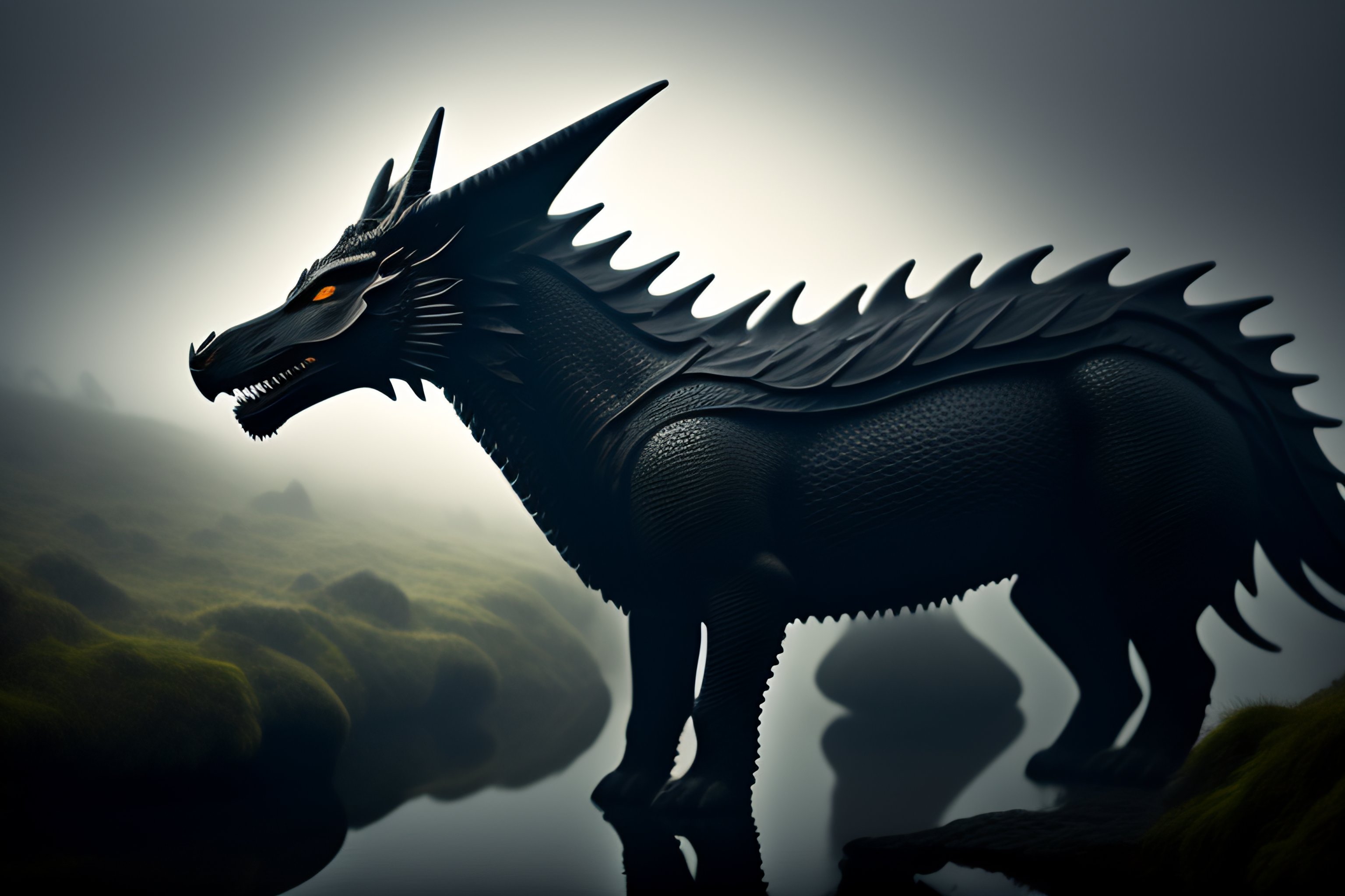 Lexica - The ancient black dragon in the foggy bog