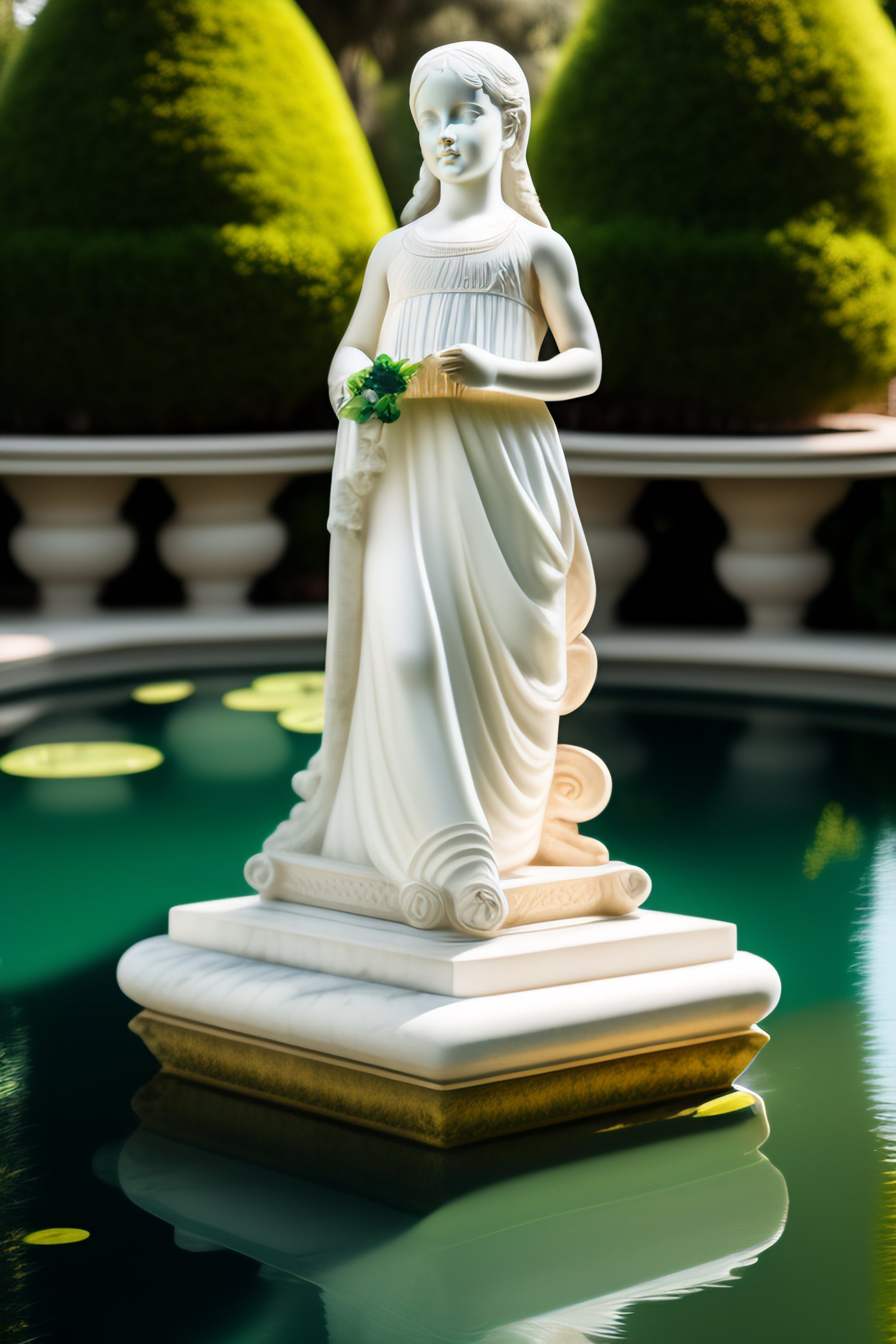 Lexica A statue of a girl sculpted in white marble in a beautiful