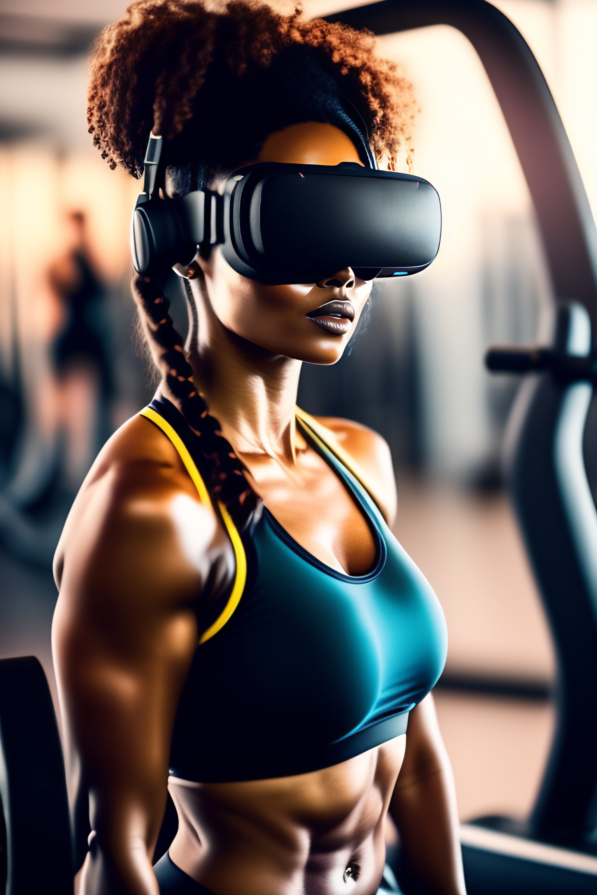 Lexica - A womand doing fitness with vr goggles