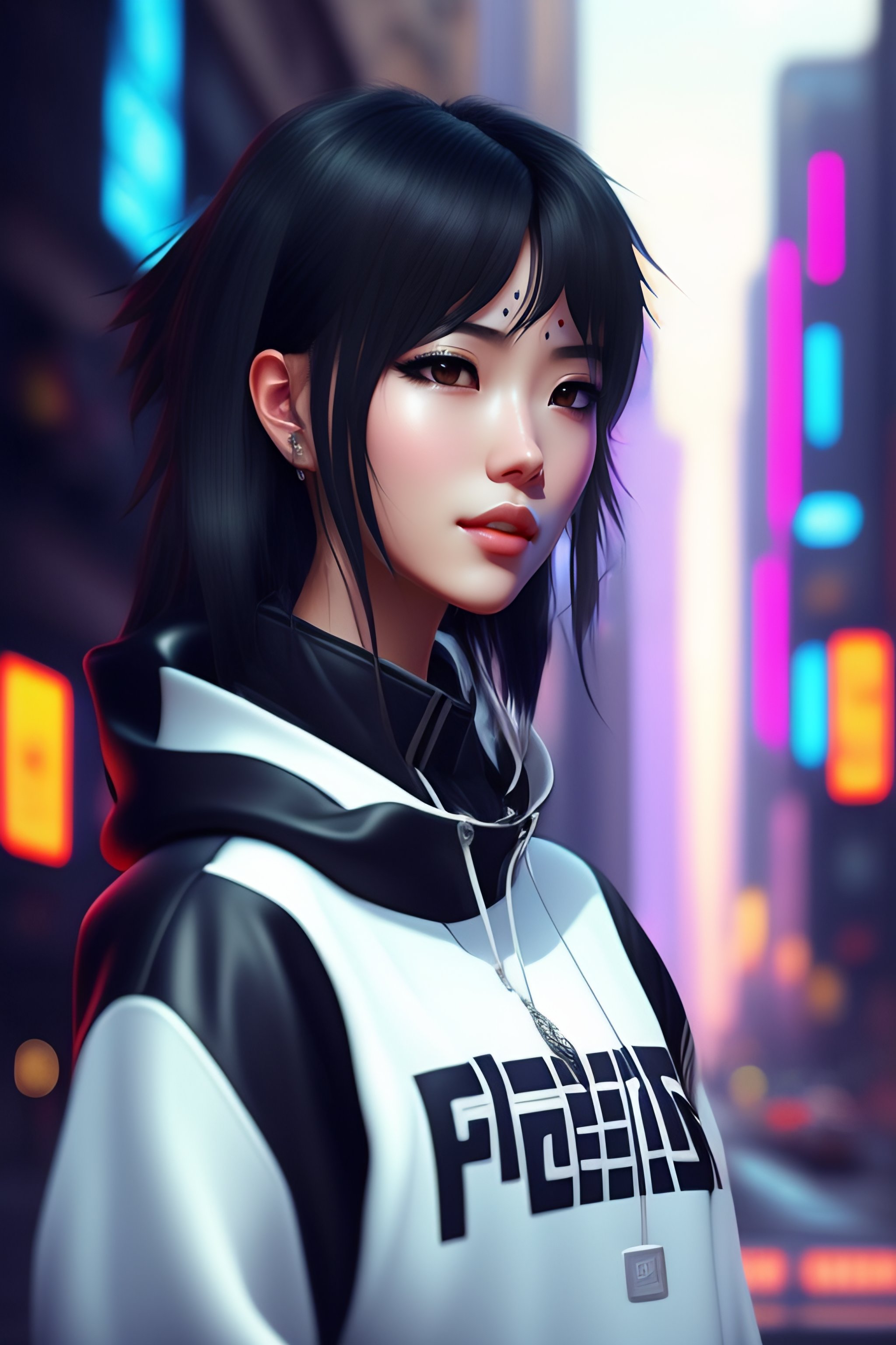 Lexica Cyberpunk City Setting There Is A Beautiful Young Anime Woman She Is Happy She Is 6597