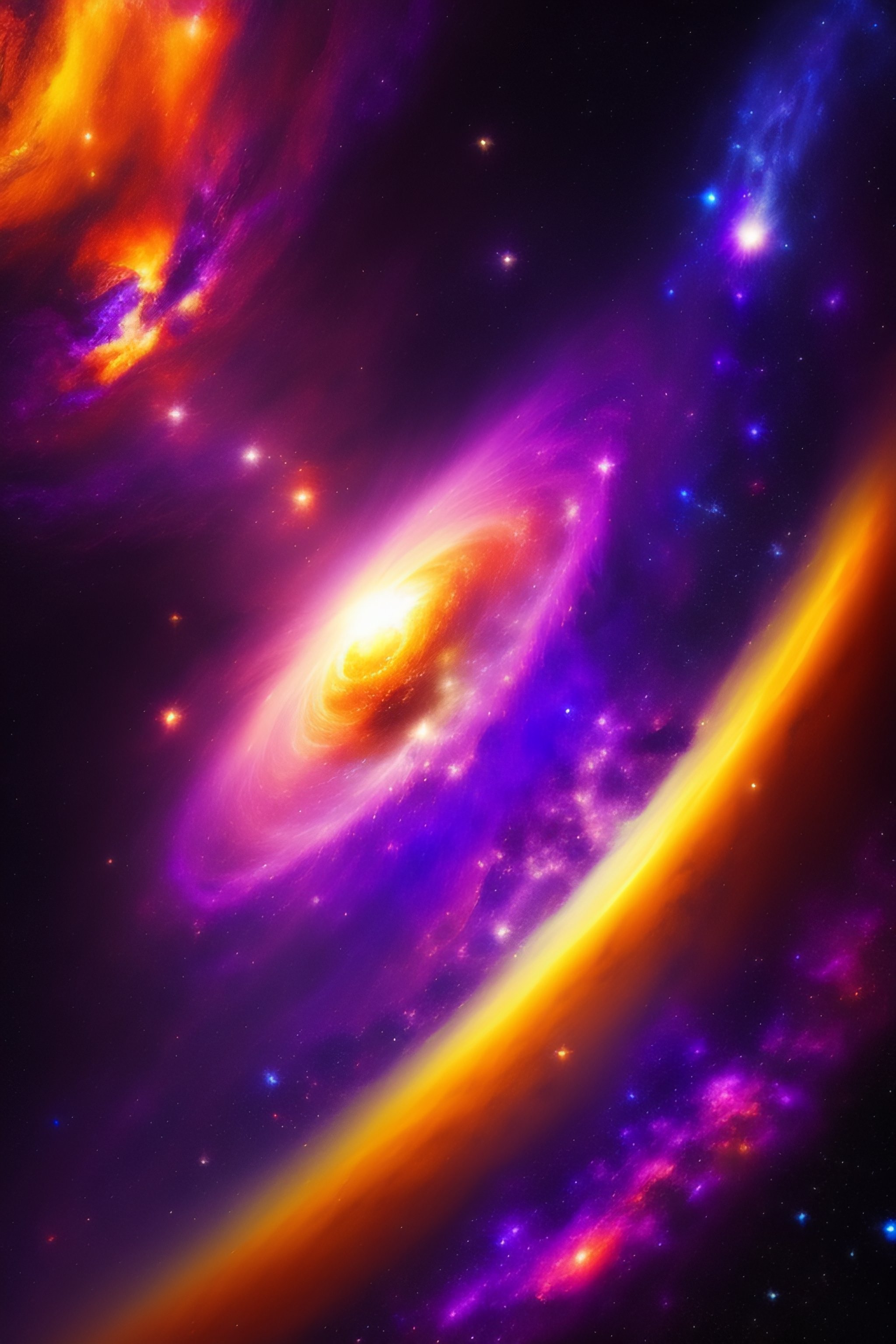 Lexica - Abystract purple, blue and yellow, cosmic star, galaxy full screen