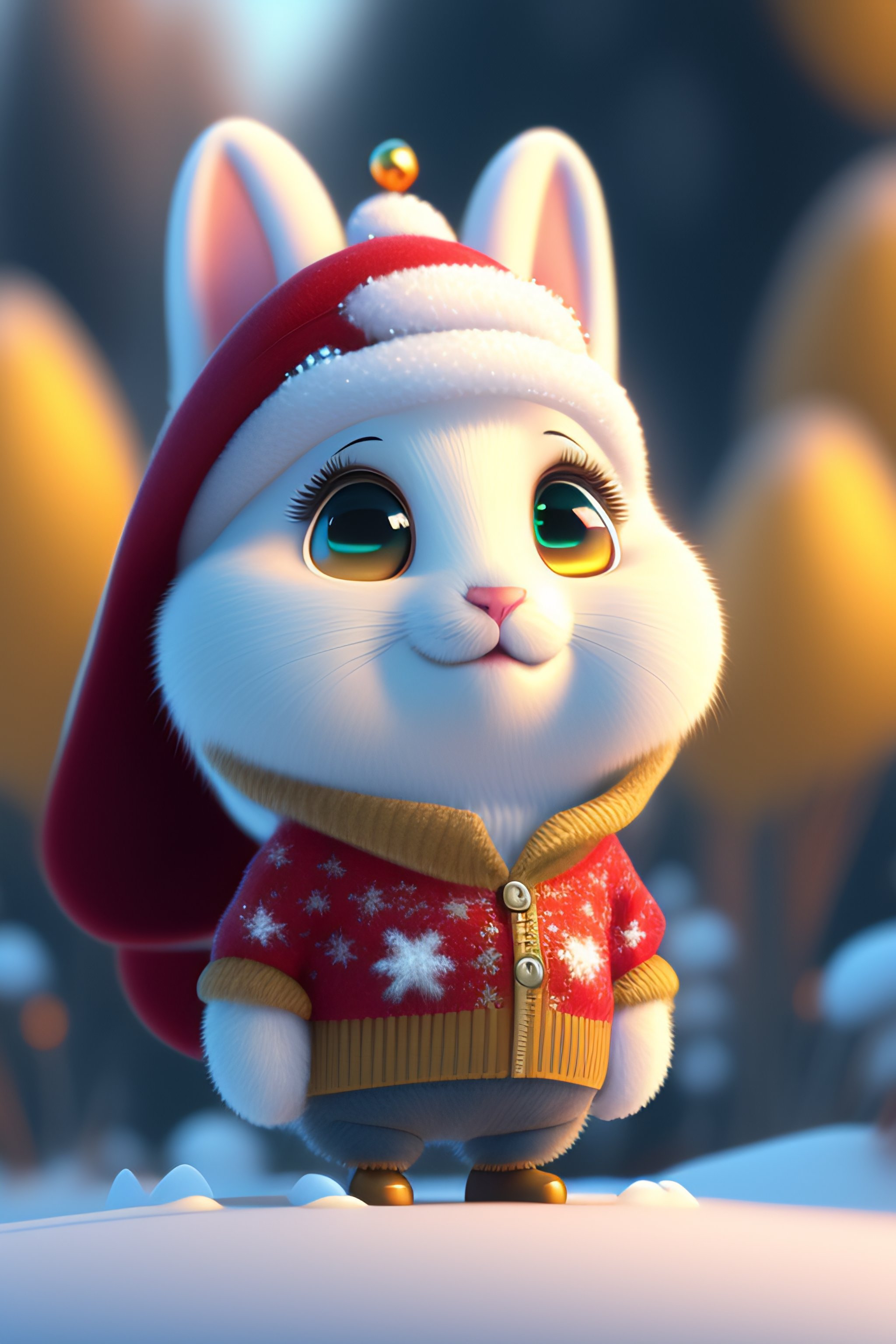 Lexica - Pixar style,a super cute and happy white fairy rabbit ,wear ...