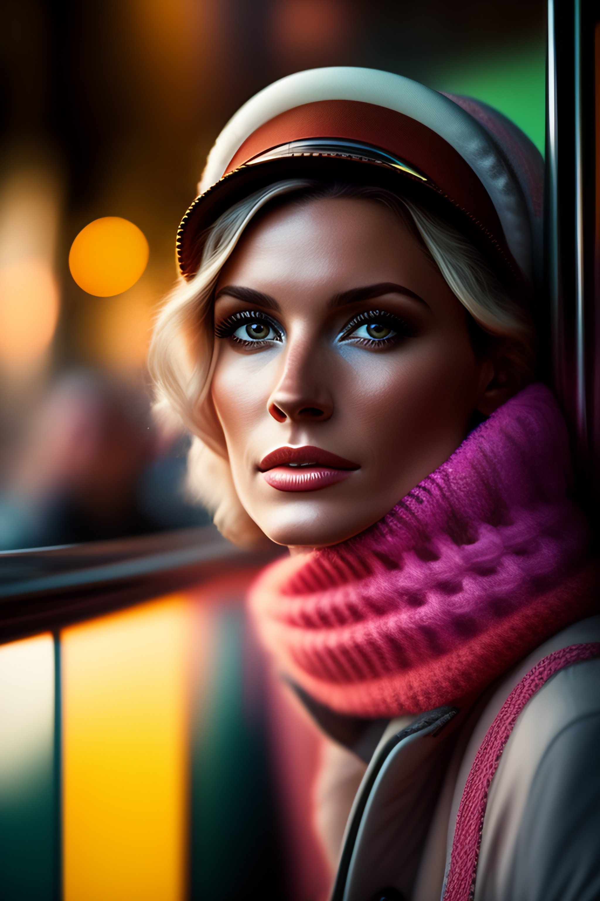 Lexica - Analog style, close up portrait of a woman in the diner