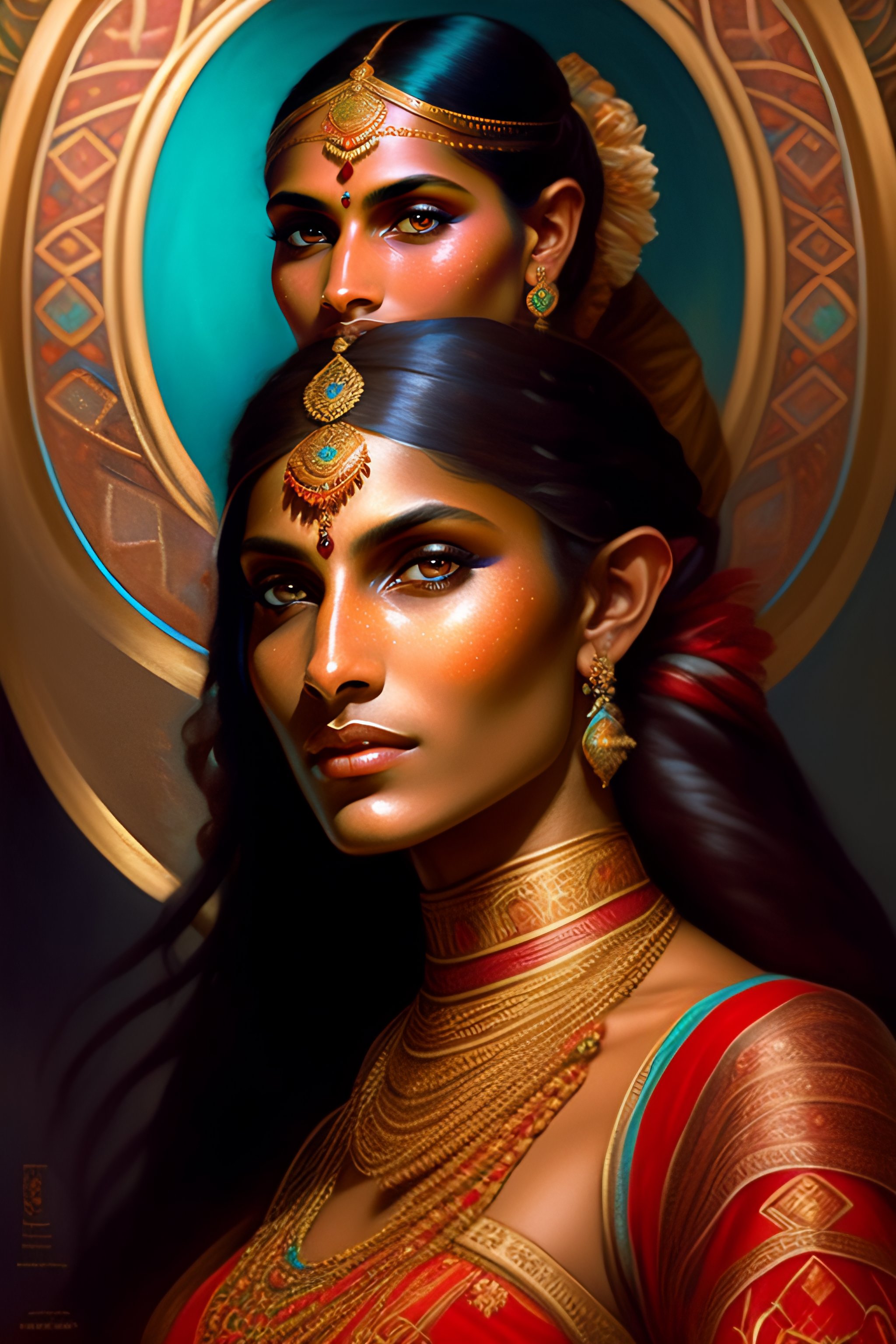 Lexica - Portrait of a desi woman as an elf with dark brown skin, pale ...
